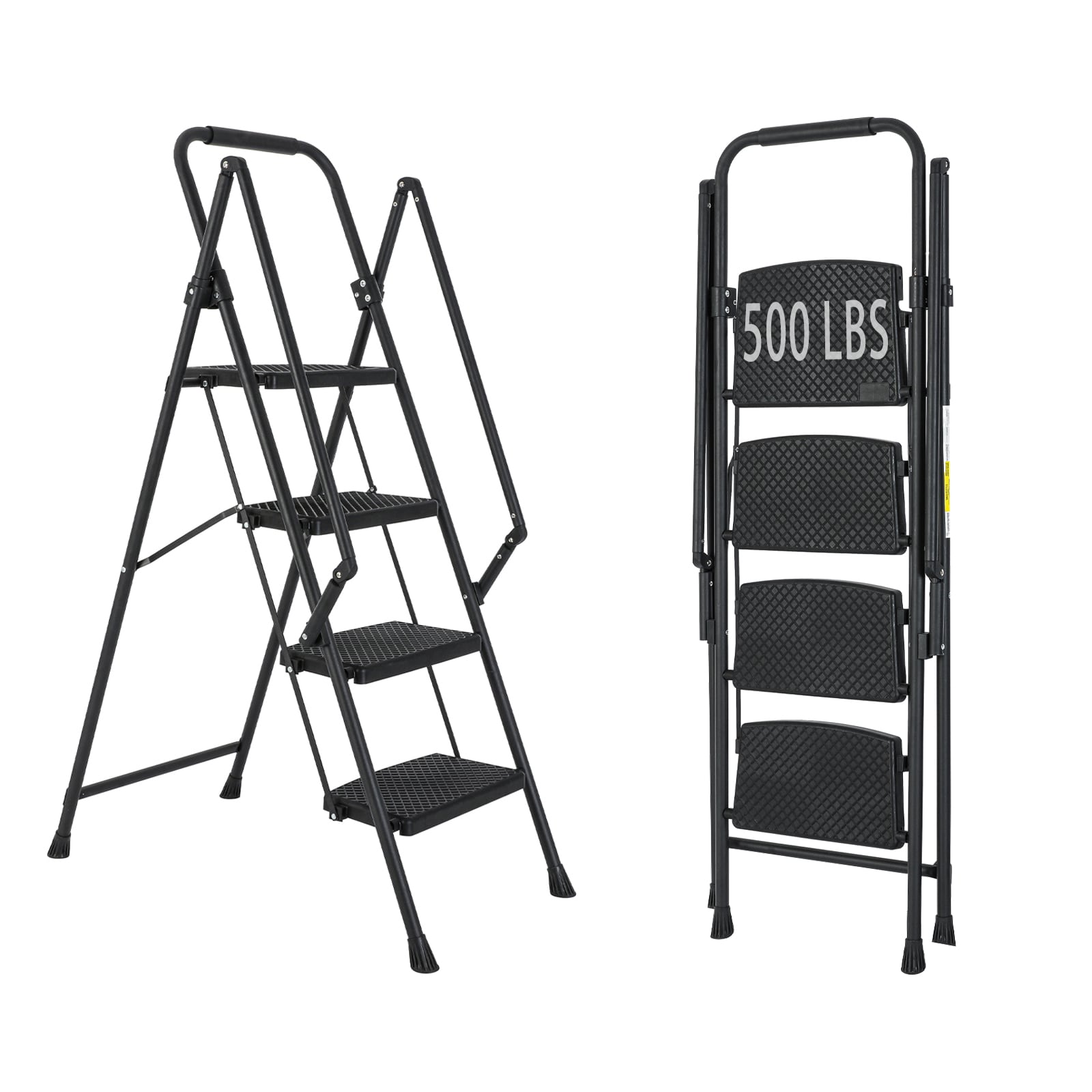 Escalera de 4 Peldaños Siavonce con Capacidad de 550 lb de Acero Negro Plegable XH94429