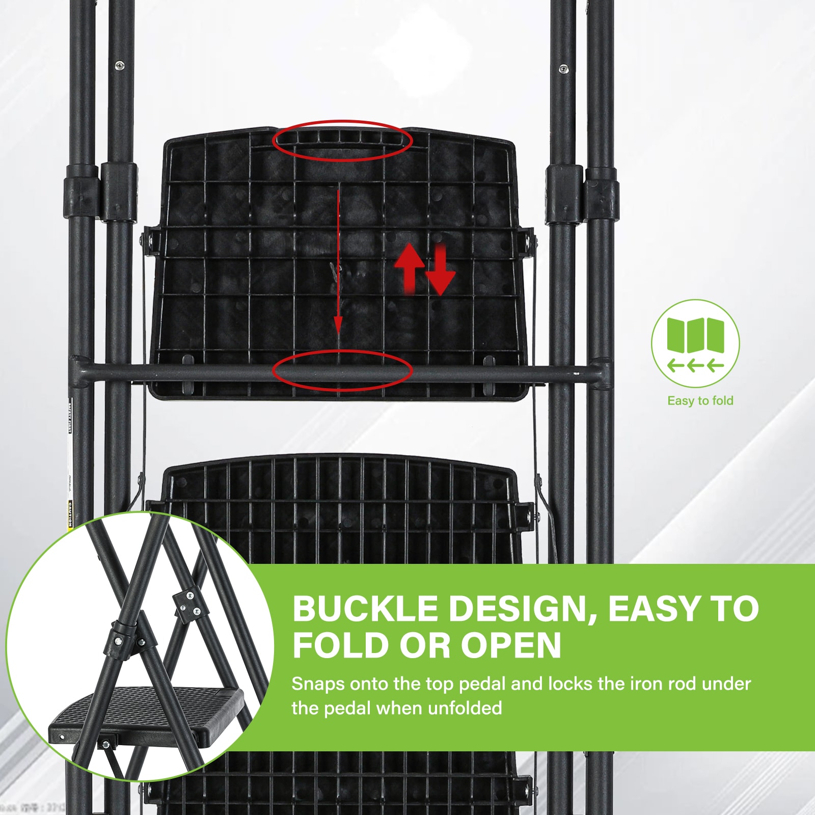 Escalera de 4 Peldaños Siavonce con Capacidad de 550 lb de Acero Negro Plegable XH94429