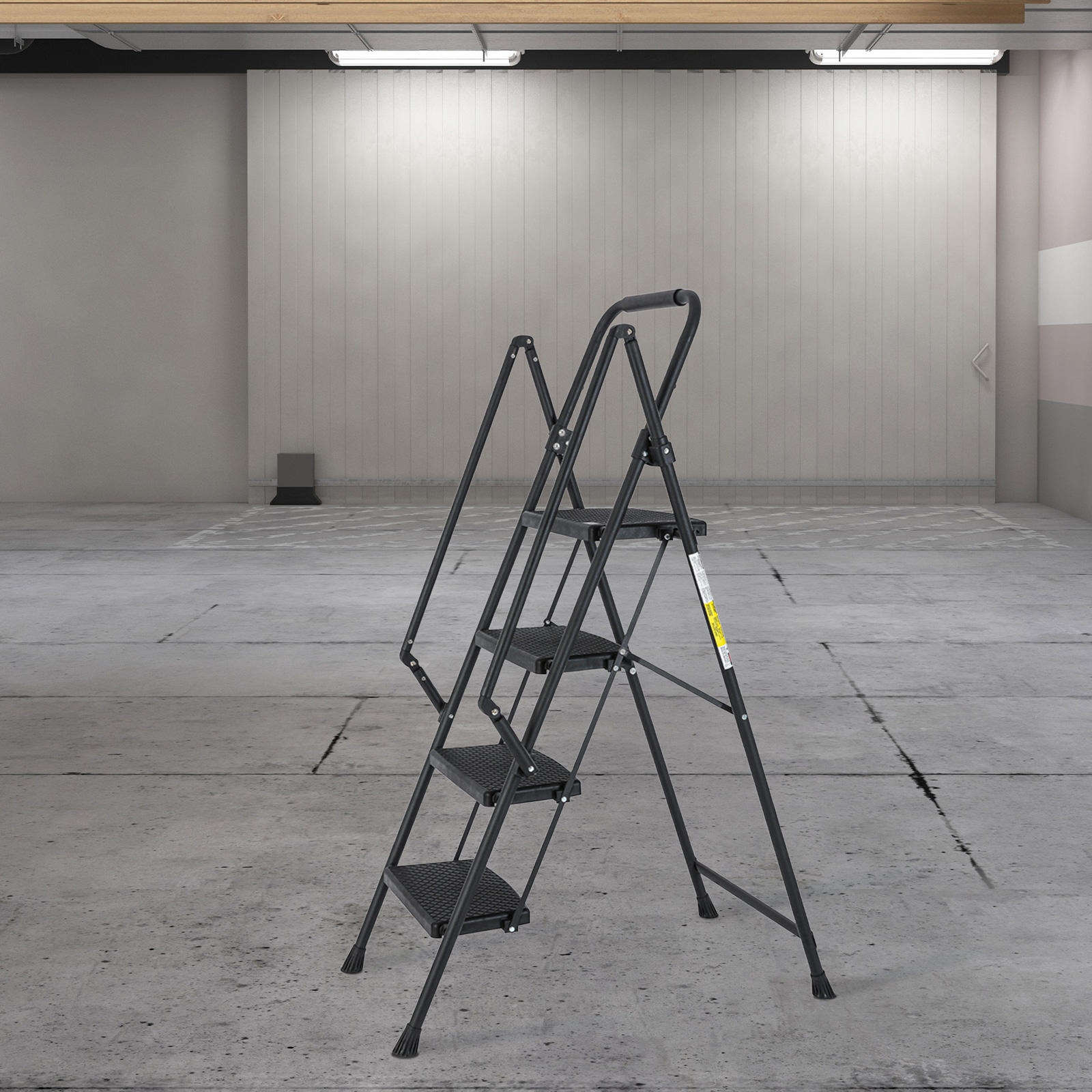 Escalera de 4 Peldaños Siavonce con Capacidad de 550 lb de Acero Negro Plegable XH94429