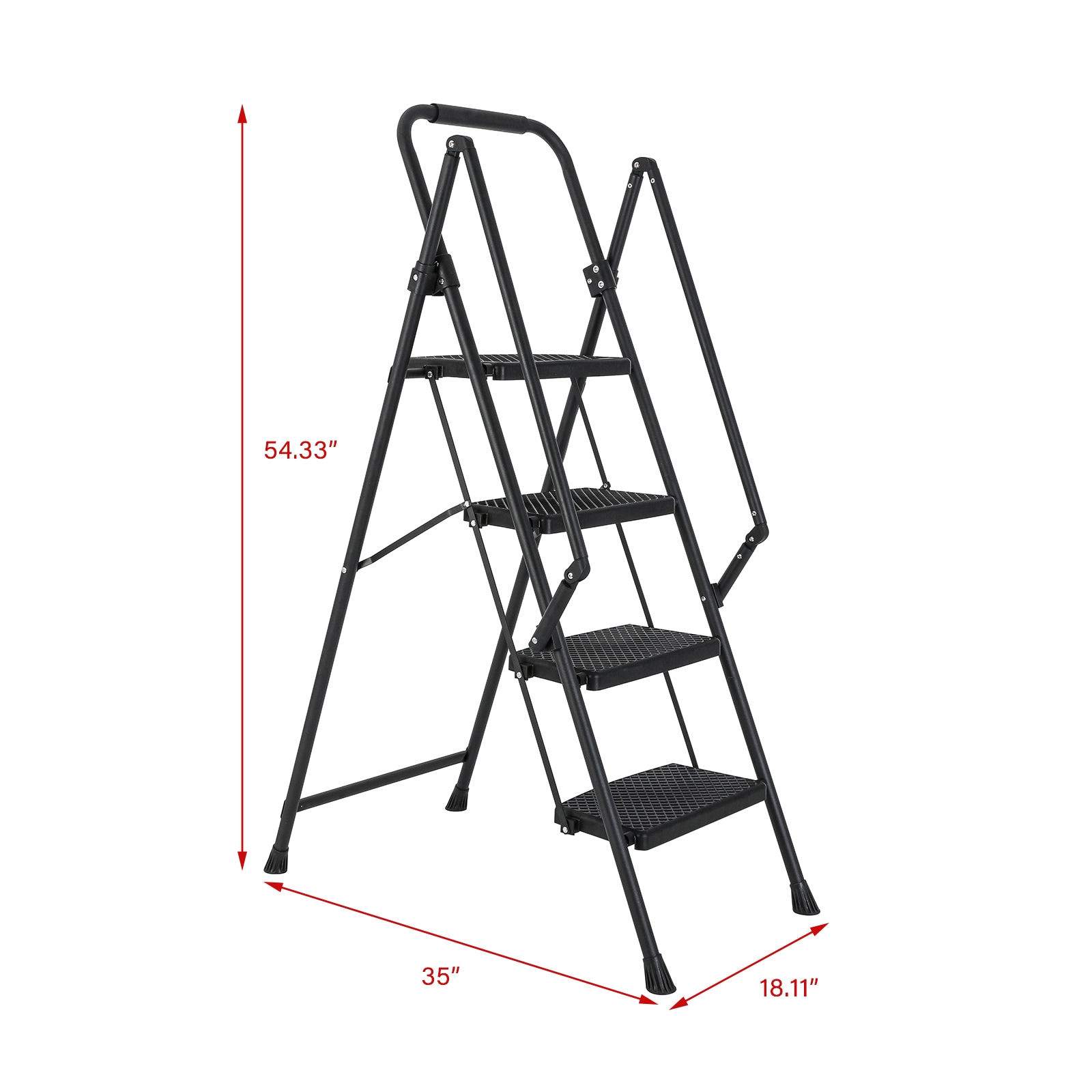 Escalera de 4 Peldaños Siavonce con Capacidad de 550 lb de Acero Negro Plegable XH94429