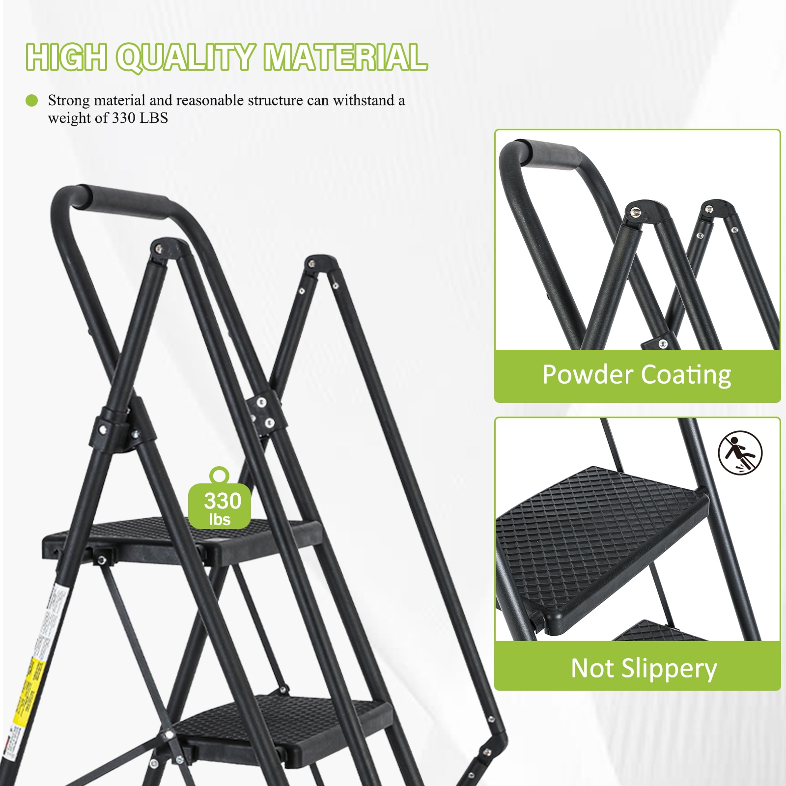 Escalera de 4 Peldaños Siavonce con Capacidad de 550 lb de Acero Negro Plegable XH94429