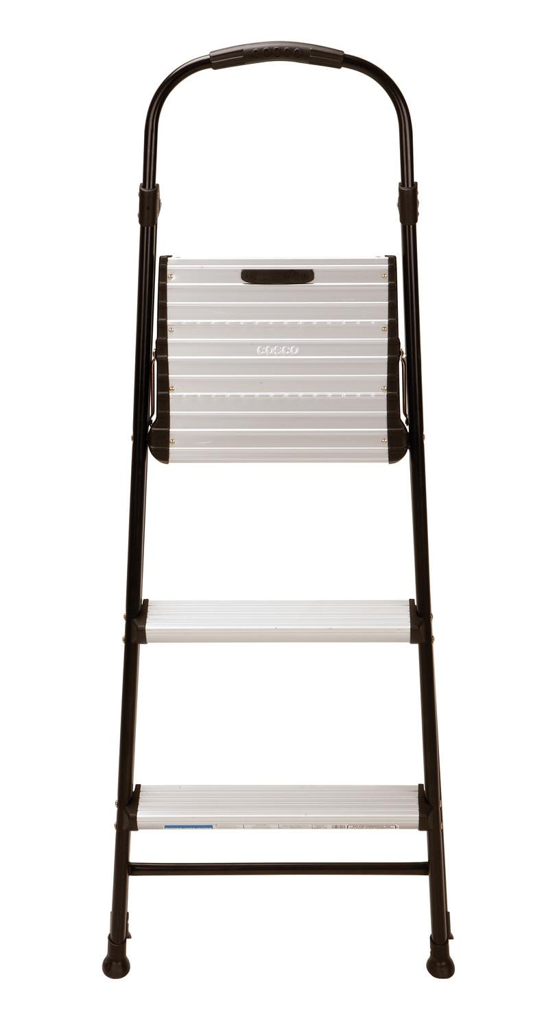 Taburete plegable de acero negro Cosco de 3 peldaños con capacidad de 250 libras