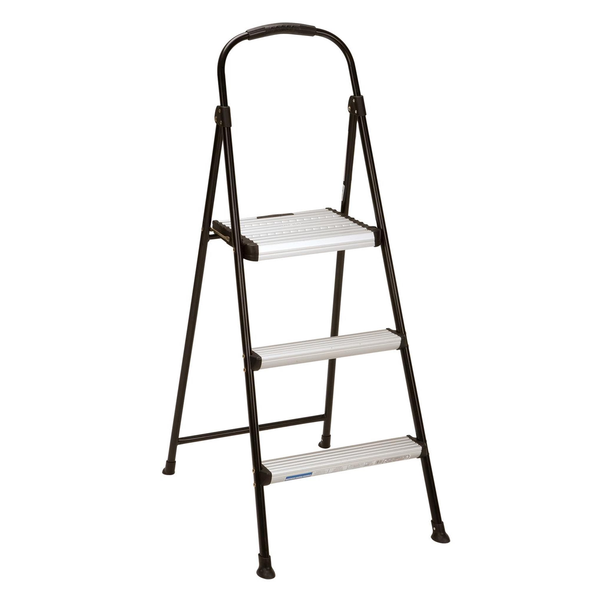 Taburete plegable de acero negro Cosco de 3 peldaños con capacidad de 250 libras