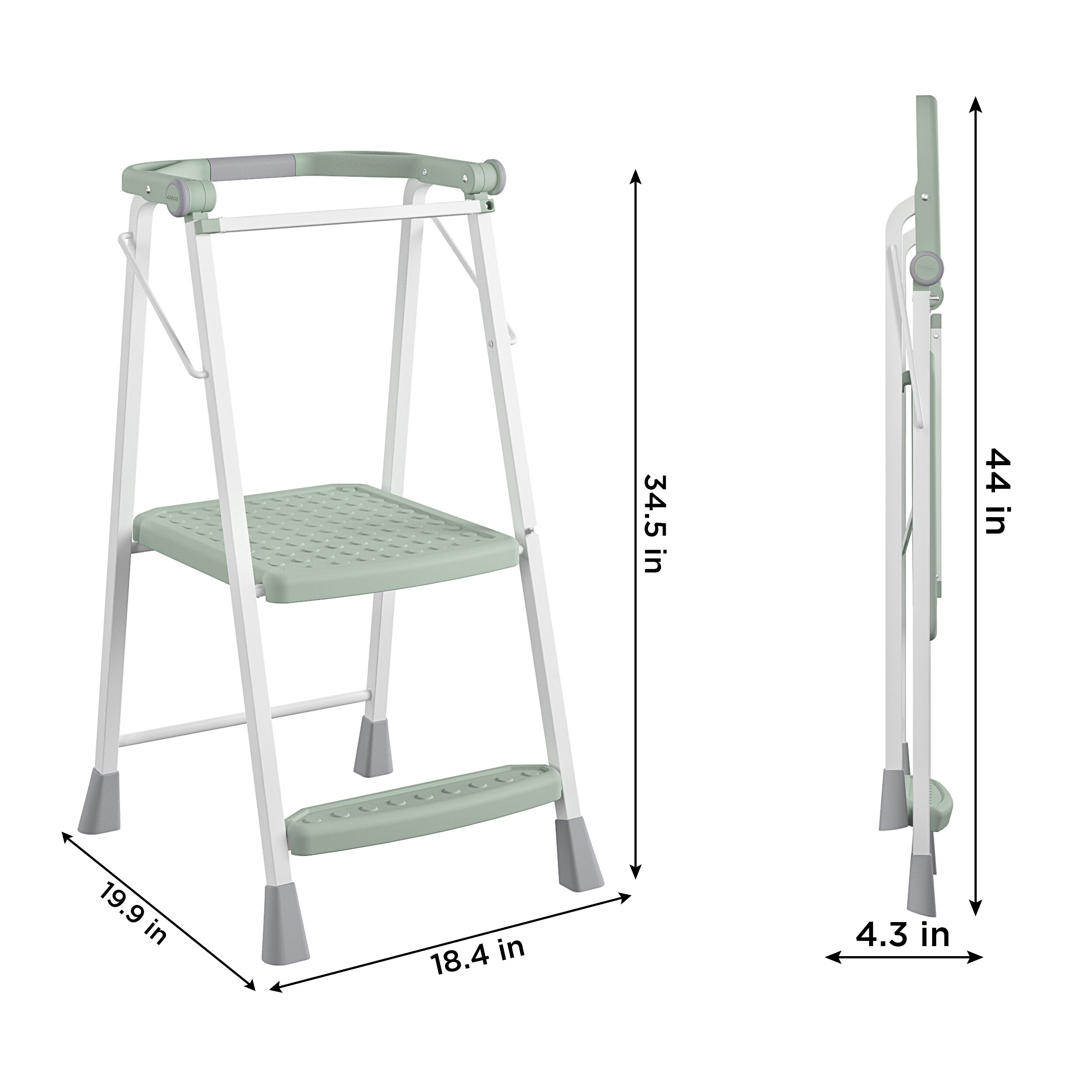Banquito plegable de acero verde con capacidad de 225 libras de 2 peldaños Cosco 11349GRN1E