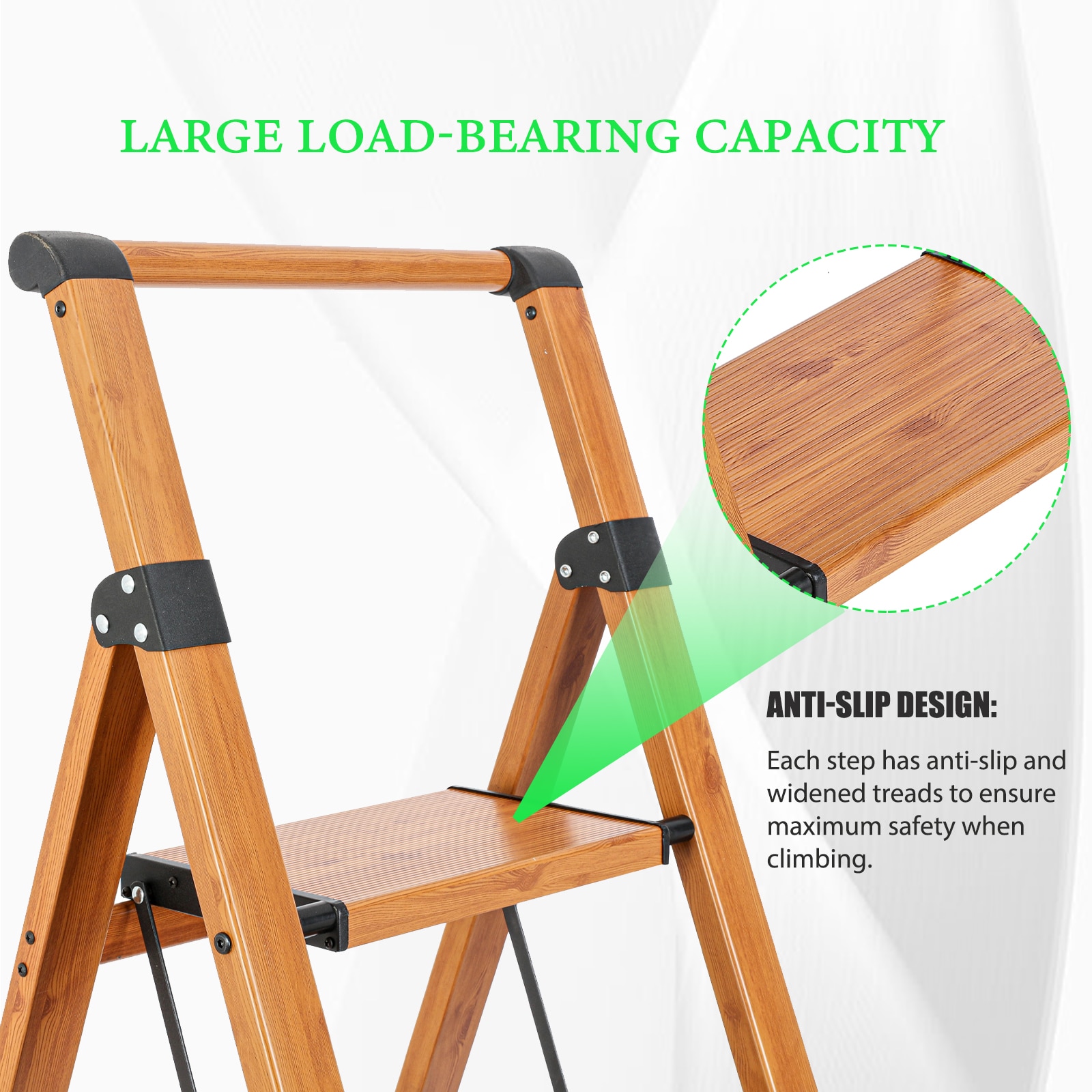 Taburete Plegable de Aluminio Marrón con Capacidad de 330 lb y 6 Peldaños Maocao Hoom H68193