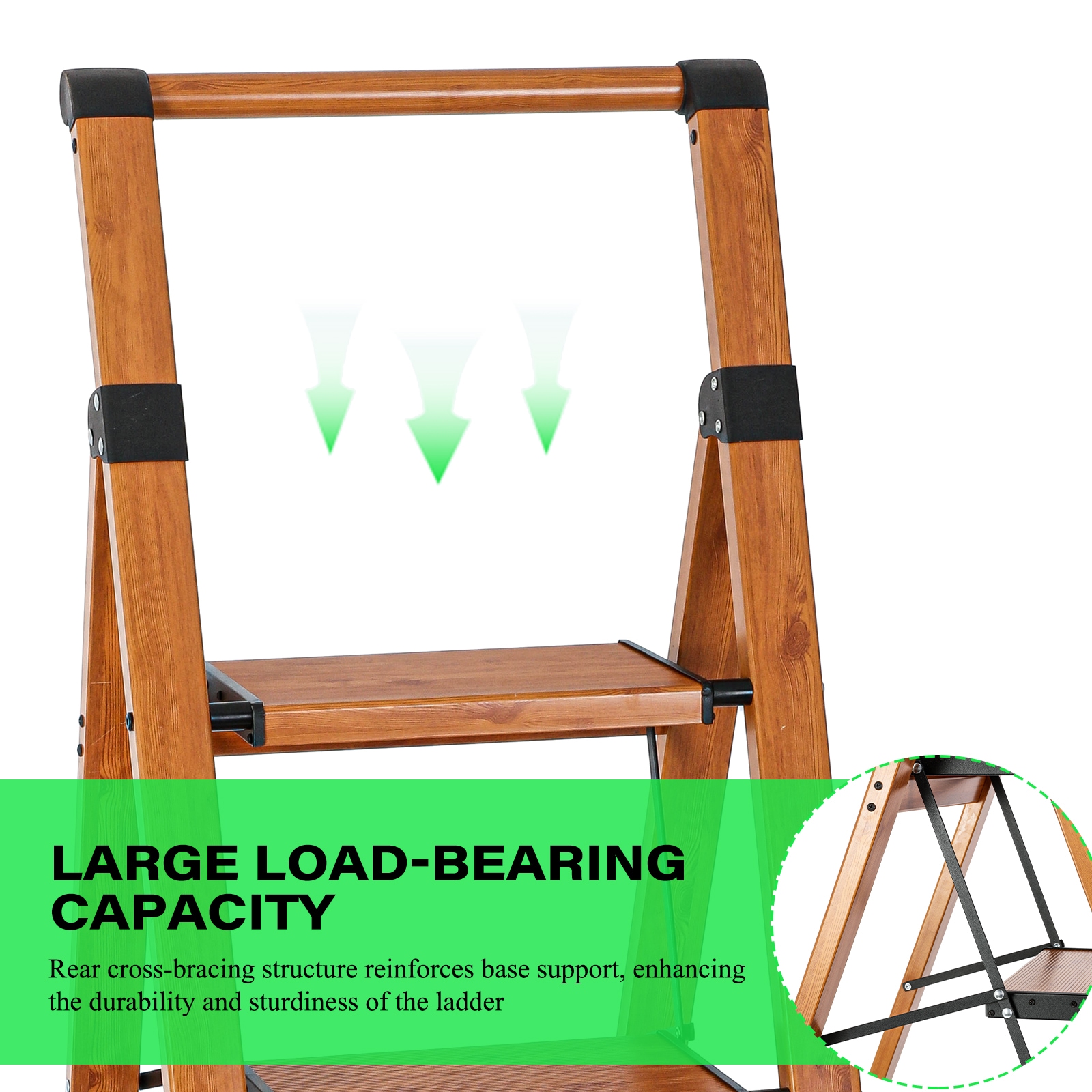 Taburete Plegable de Aluminio Marrón con Capacidad de 330 lb y 6 Peldaños Maocao Hoom H68193