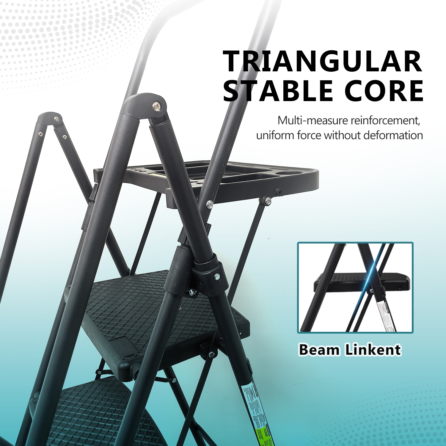 Escalera de 5 pasos Siavonce con capacidad de 500 lb en acero negro plegable de XH06900