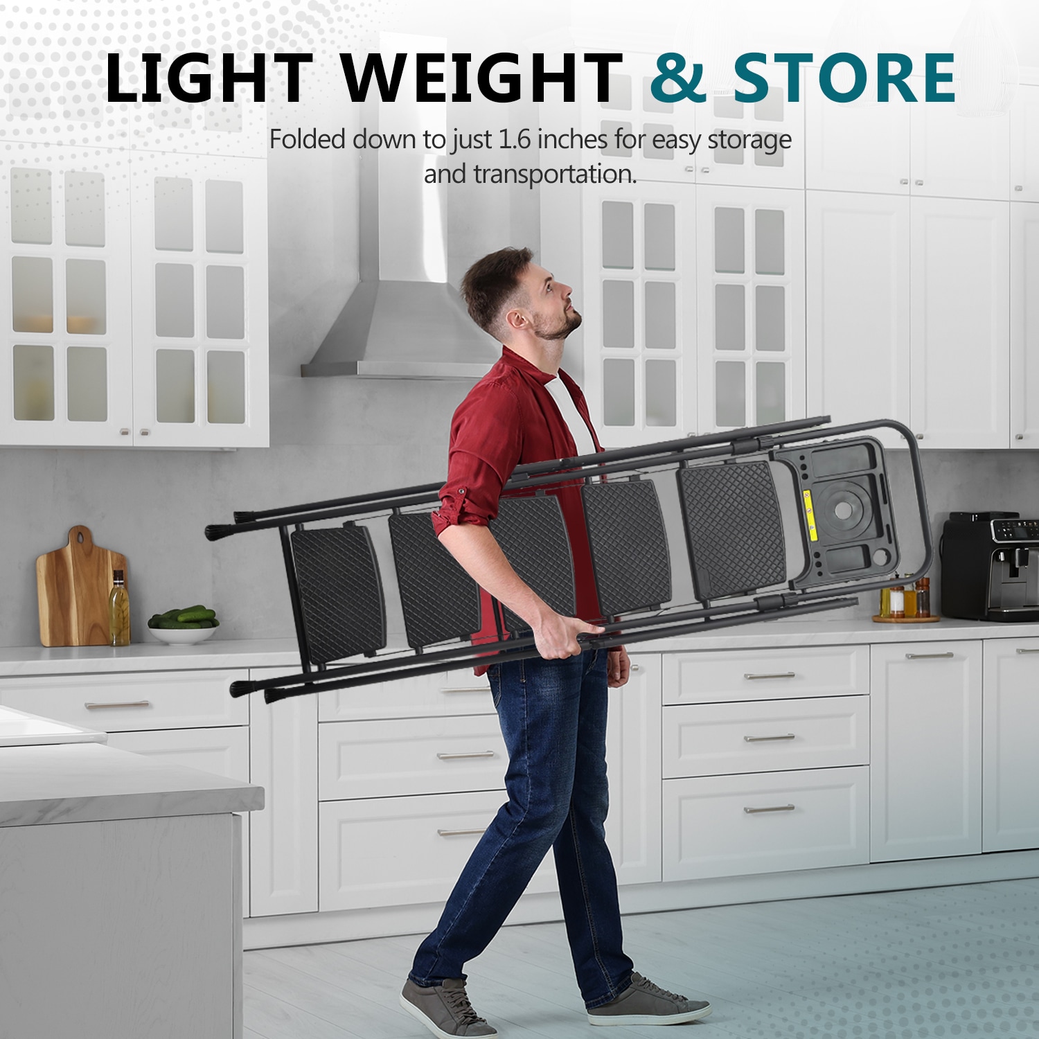 Escalera de 5 pasos Siavonce con capacidad de 500 lb en acero negro plegable de XH06900