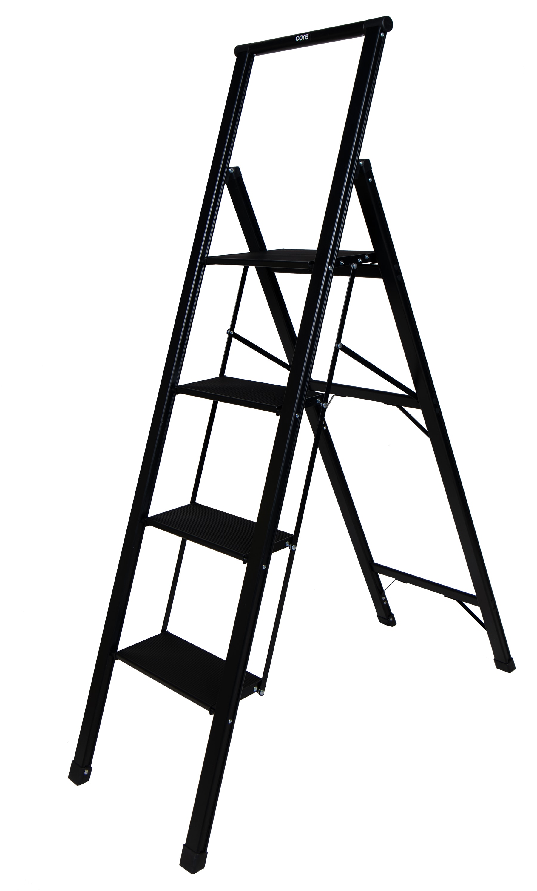 Escalon plegable de aluminio negro Xtend+Climb SLIMLINE de 4 escalones con capacidad de carga de 250 libras