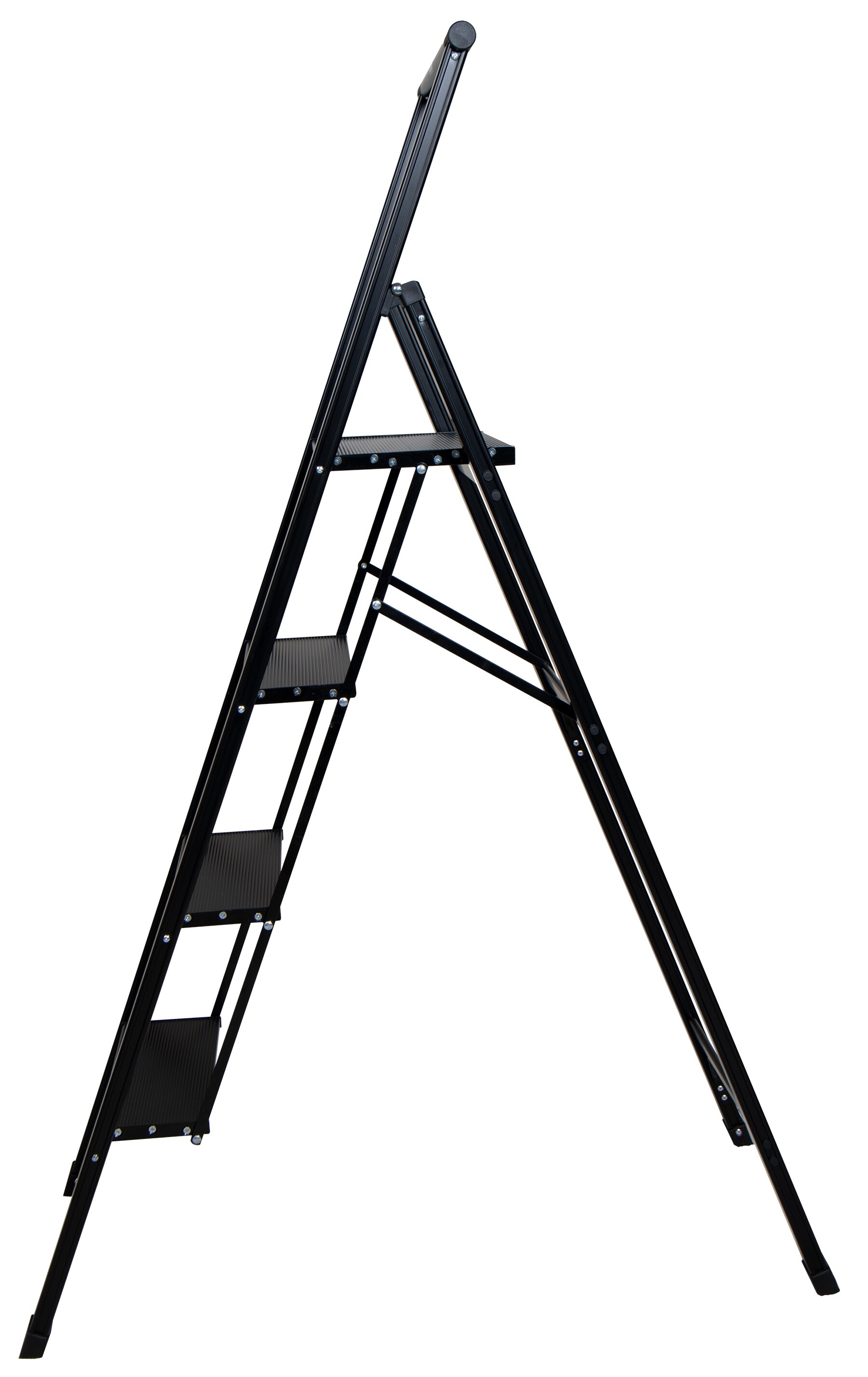 Escalon plegable de aluminio negro Xtend+Climb SLIMLINE de 4 escalones con capacidad de carga de 250 libras