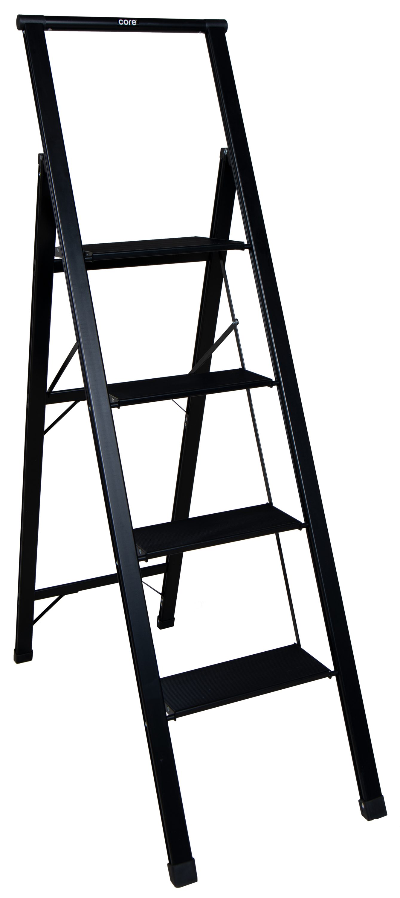 Escalon plegable de aluminio negro Xtend+Climb SLIMLINE de 4 escalones con capacidad de carga de 250 libras