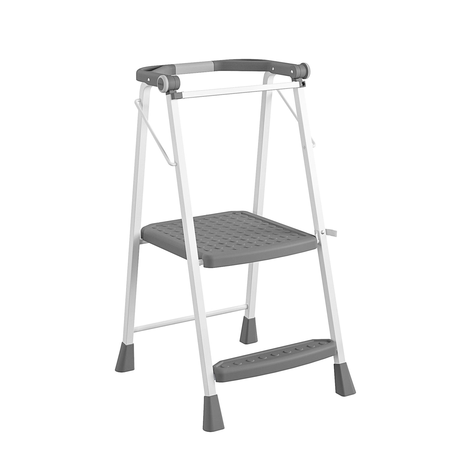 Taburete Plegable de Acero Gris de 2 Pasos con Capacidad de 225 libras Cosco 11349WHG1E
