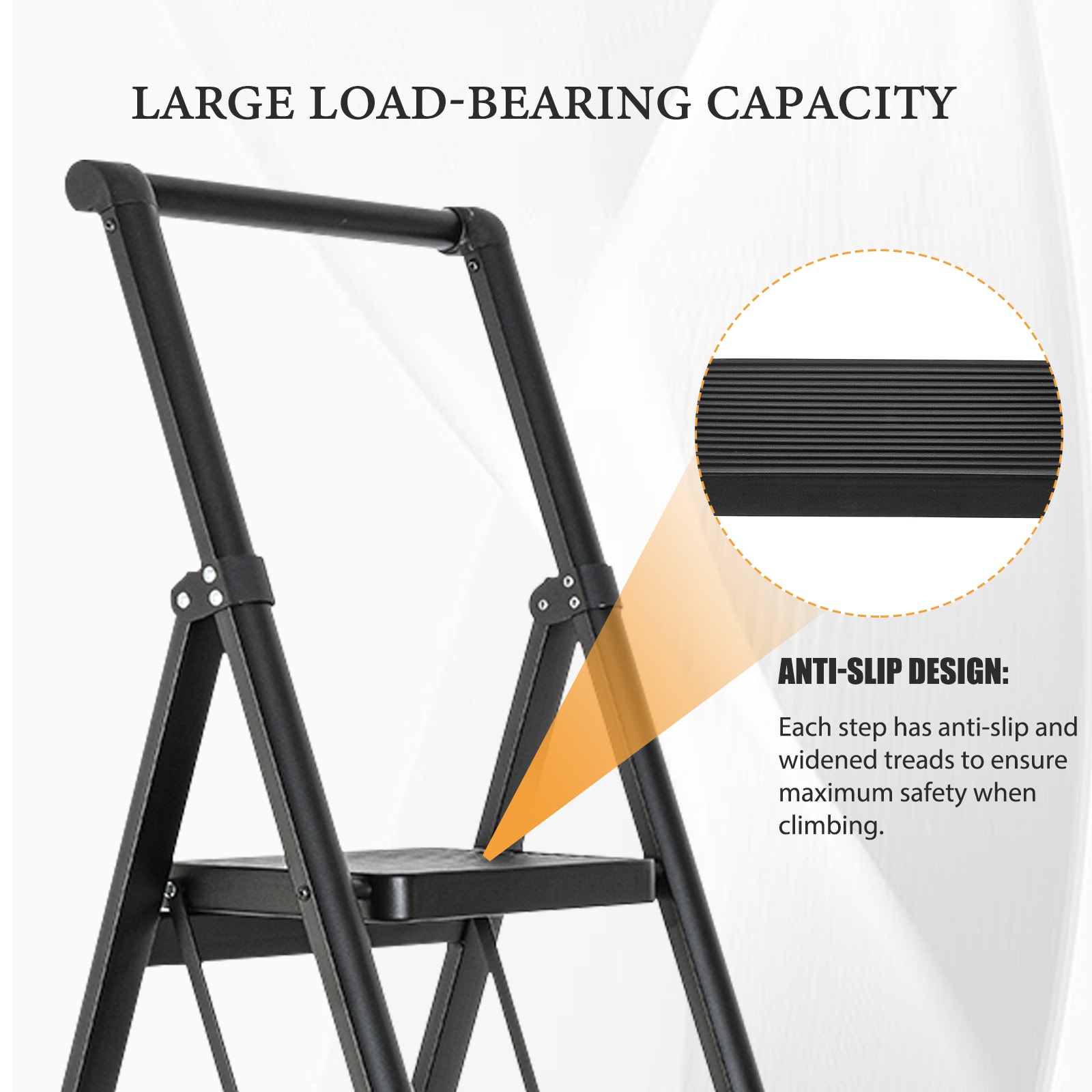 Escalera plegable de aluminio negro con capacidad de 330 lb de Maocao Hoom de 5 peldaños