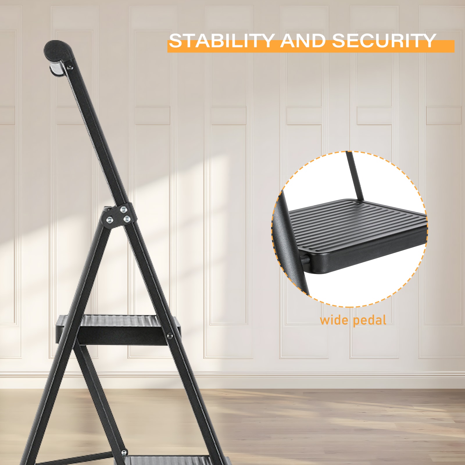 Escalera plegable de aluminio negro con capacidad de 330 lb de Maocao Hoom de 5 peldaños