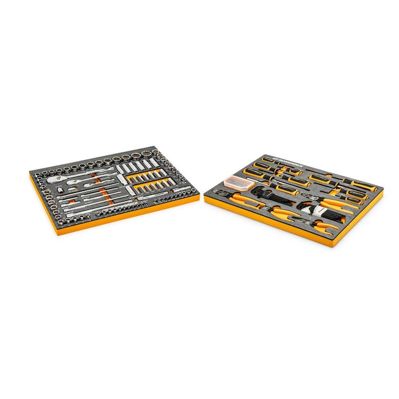 Juego de herramientas estándar de alicate y mecánico GEARWRENCH 120 XP de 1/4, 3/8 y 1/2 pulgadas en bandejas de espuma EVA (160 piezas) - 8299883071CB.