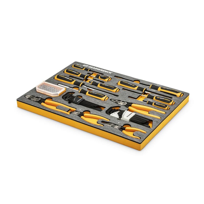 Juego de herramientas estándar de alicate y mecánico GEARWRENCH 120 XP de 1/4, 3/8 y 1/2 pulgadas en bandejas de espuma EVA (160 piezas) - 8299883071CB.