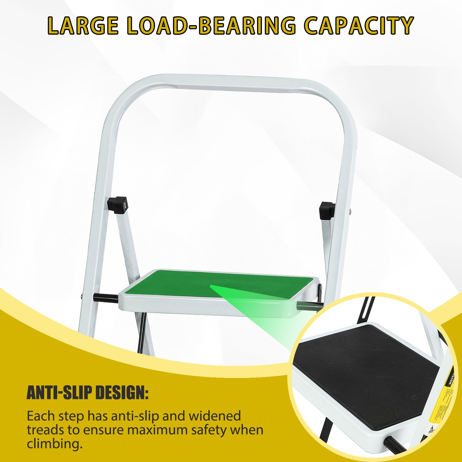 Escalonadore Plegable de Acero Blanco de 4 Peldanos con Capacidad de 330 lbs. Flynama J-V-68184