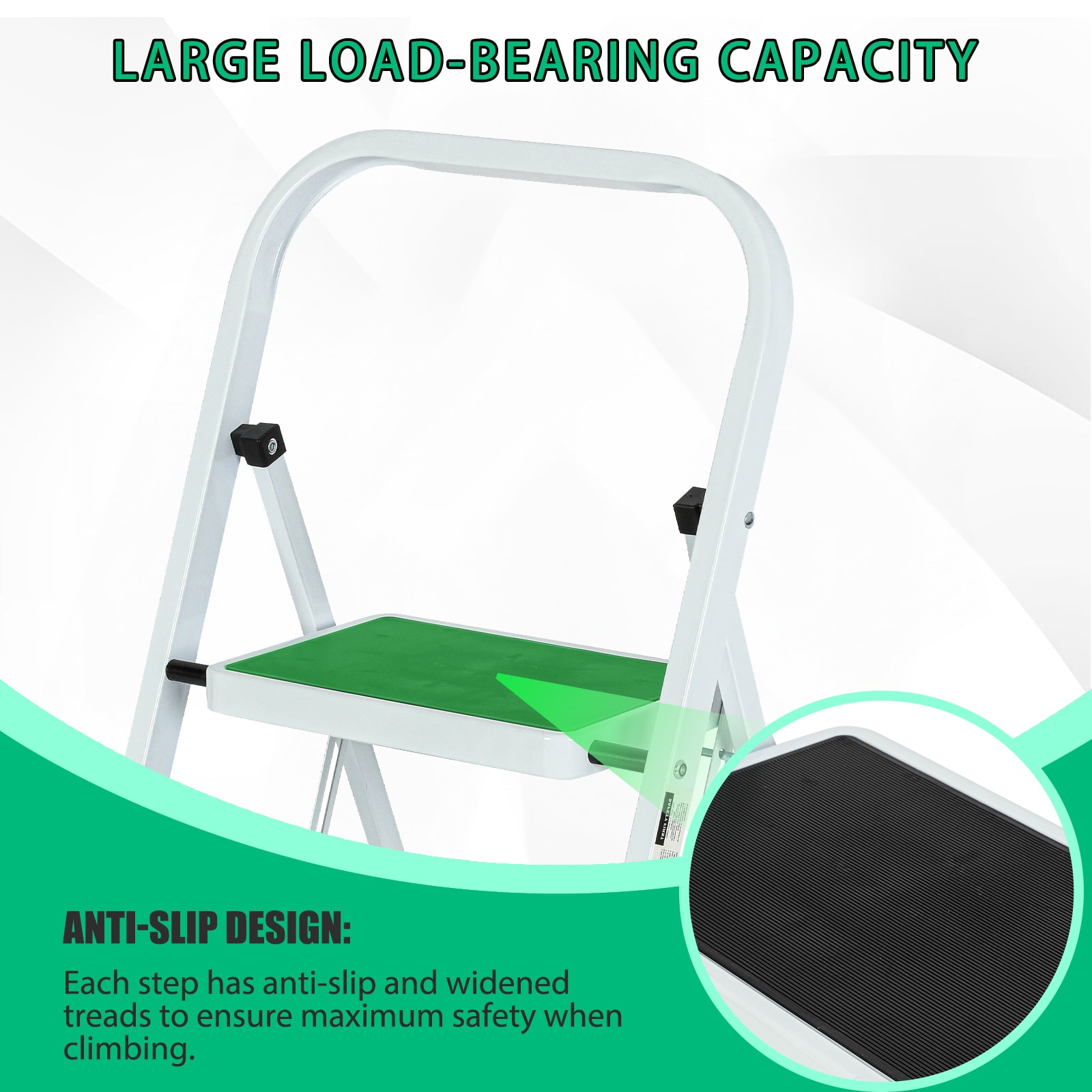 Escalerilla Plegable de Acero Blanco con Capacidad de 330 lb y 2 Peldaños - Maocao Hoom