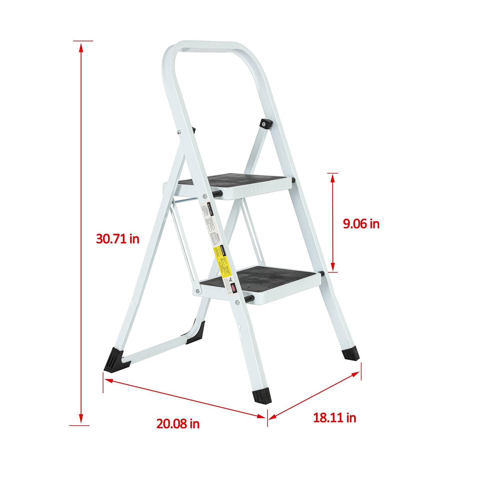 Escalerilla Plegable de Acero Blanco con Capacidad de 330 lb y 2 Peldaños - Maocao Hoom