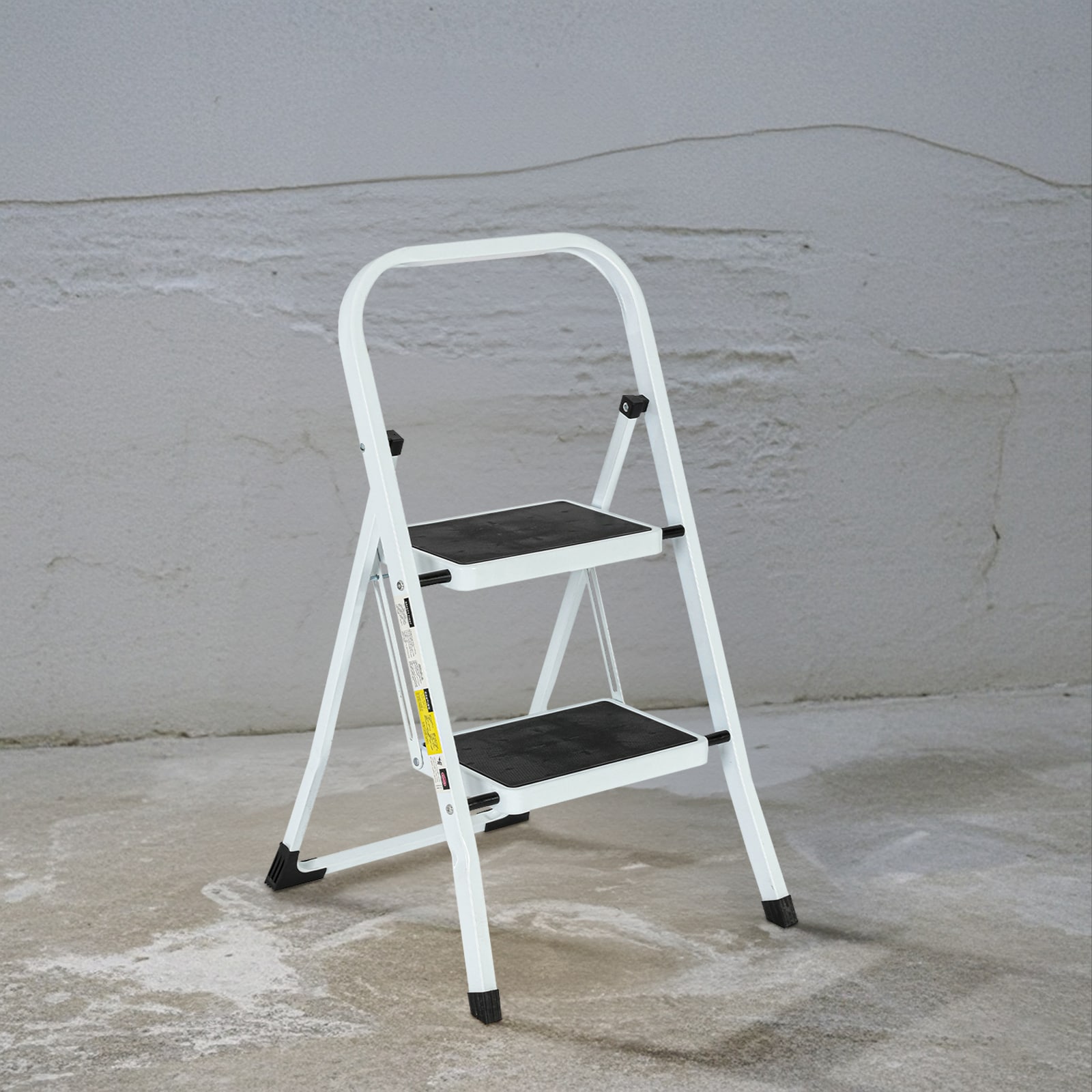 Escalerilla Plegable de Acero Blanco con Capacidad de 330 lb y 2 Peldaños - Maocao Hoom