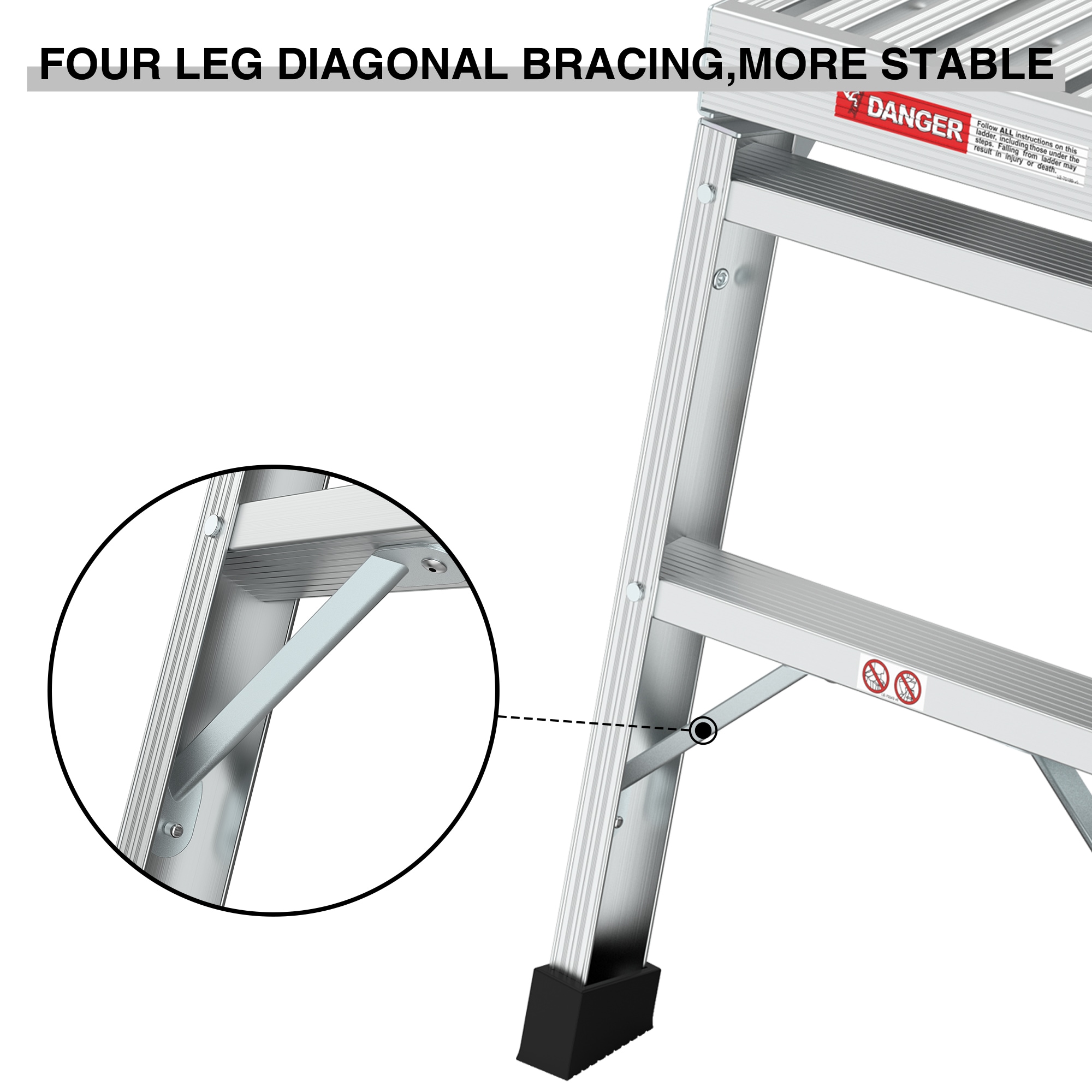 Taburete Plegable de Aluminio Plateado con Capacidad de 225 libras Wellfor JV-HGY-10097CF
