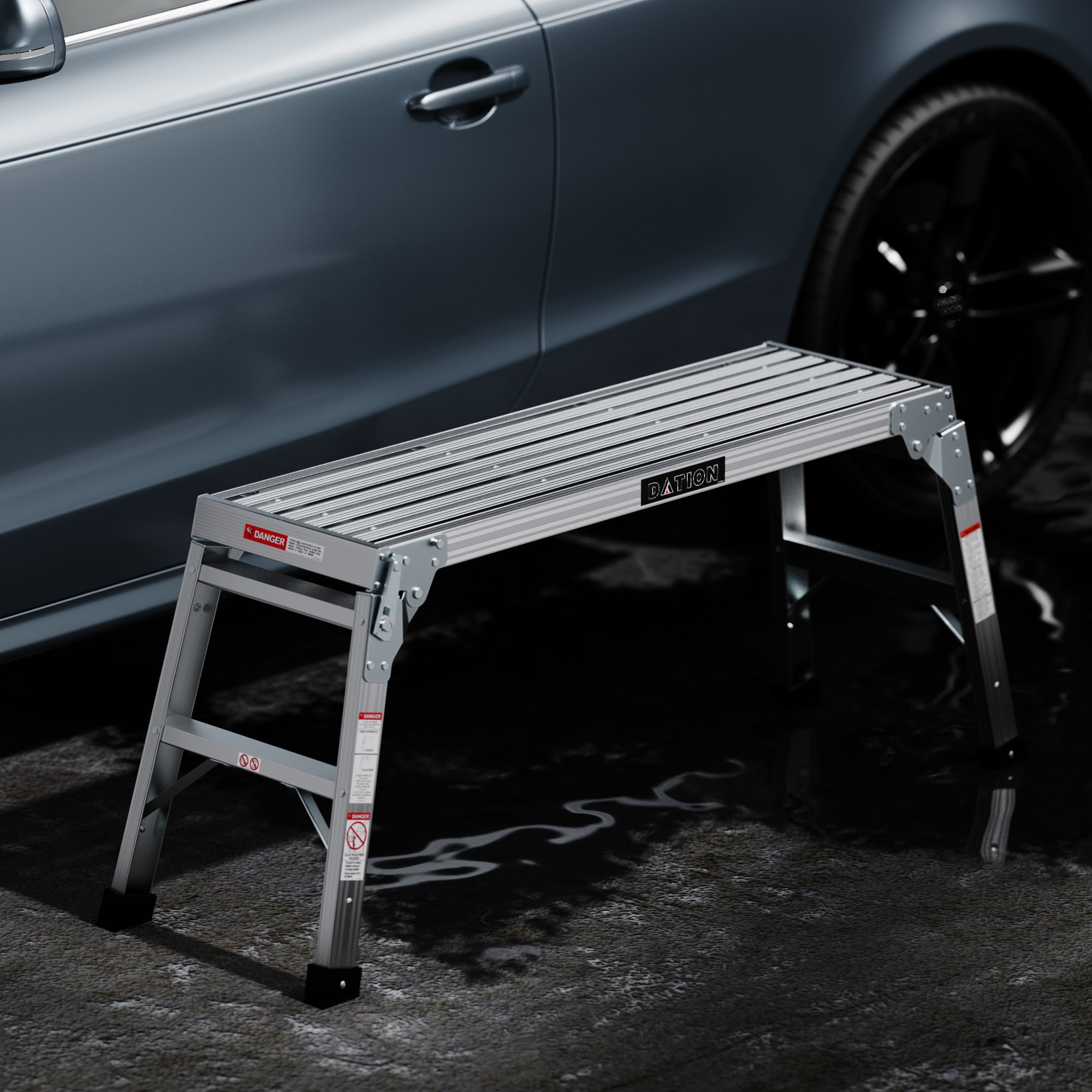 Taburete Plegable de Aluminio Plateado con Capacidad de 225 libras Wellfor JV-HGY-10097CF