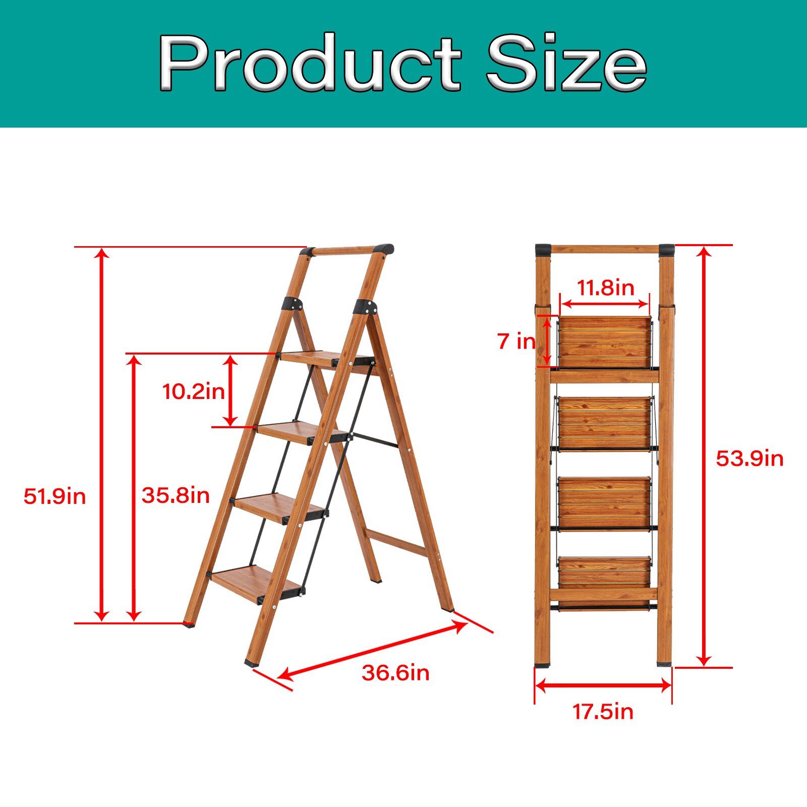 Escalón de aluminio plegable marrón Maocao Hoom 4 pasos con capacidad de 150 kg BH40781