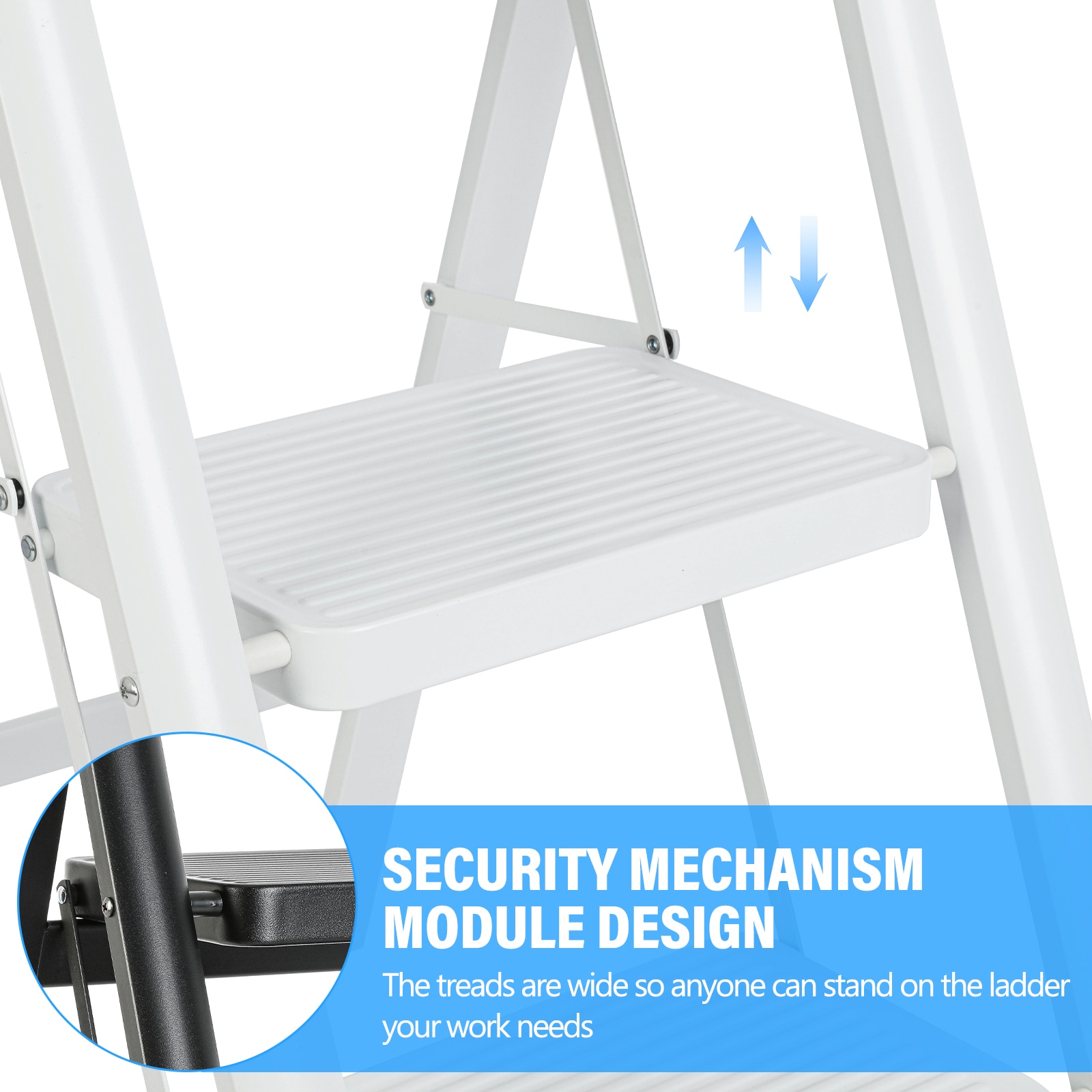 Escalera de 3 Pasos Siavonce  - Capacidad de 330 lb - Blanco - Plegable - XH31797