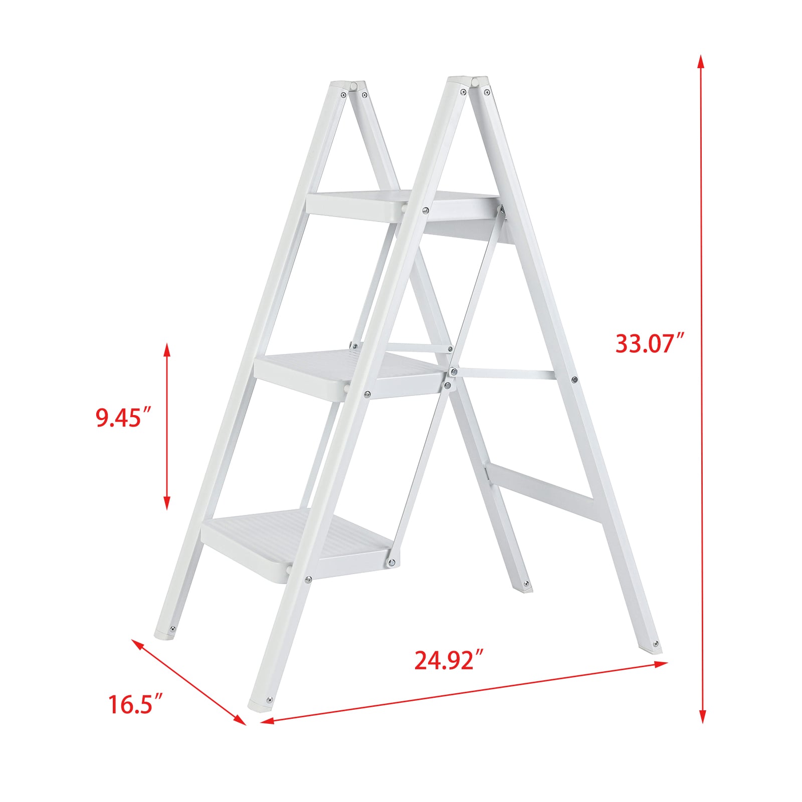 Escalera de 3 Pasos Siavonce  - Capacidad de 330 lb - Blanco - Plegable - XH31797