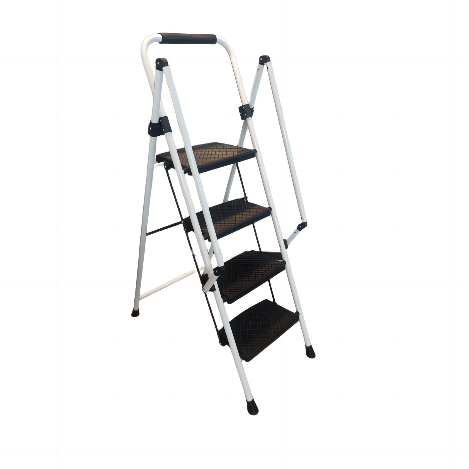 Taburete plegable de acero blanco con capacidad de 300 libras de WELLFOR de 4 pasos