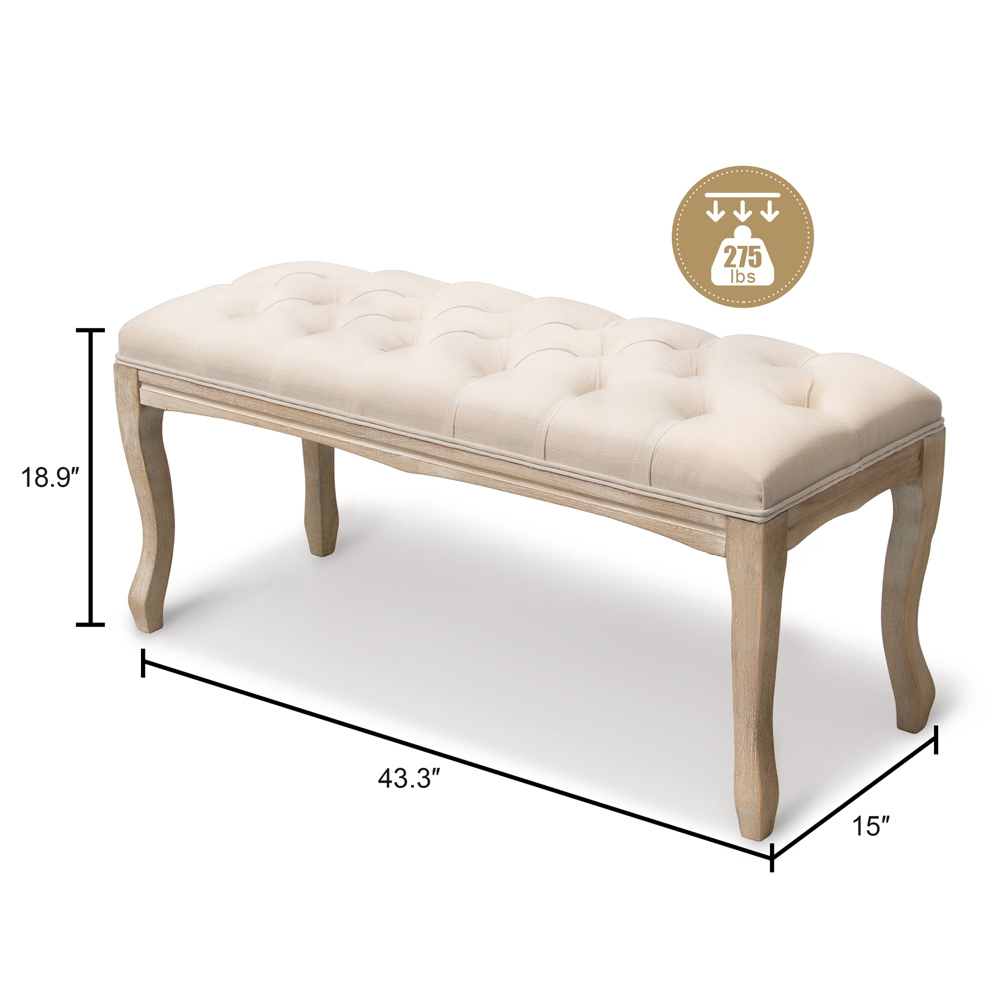 Escalón de madera blanco crema con capacidad de 275 lb de Crestlive Products - Paso de un solo escalón CL-BS001BEI