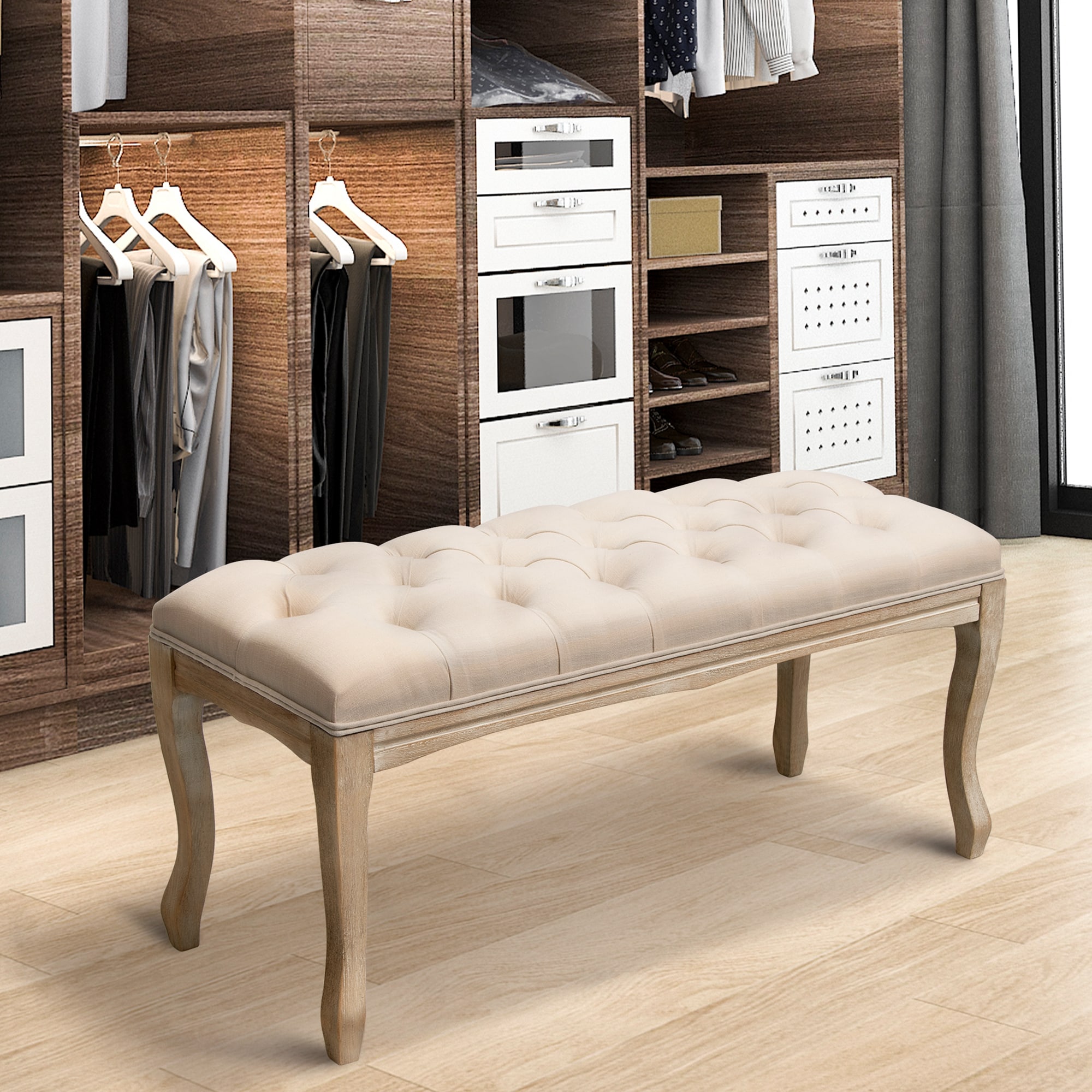 Escalón de madera blanco crema con capacidad de 275 lb de Crestlive Products - Paso de un solo escalón CL-BS001BEI