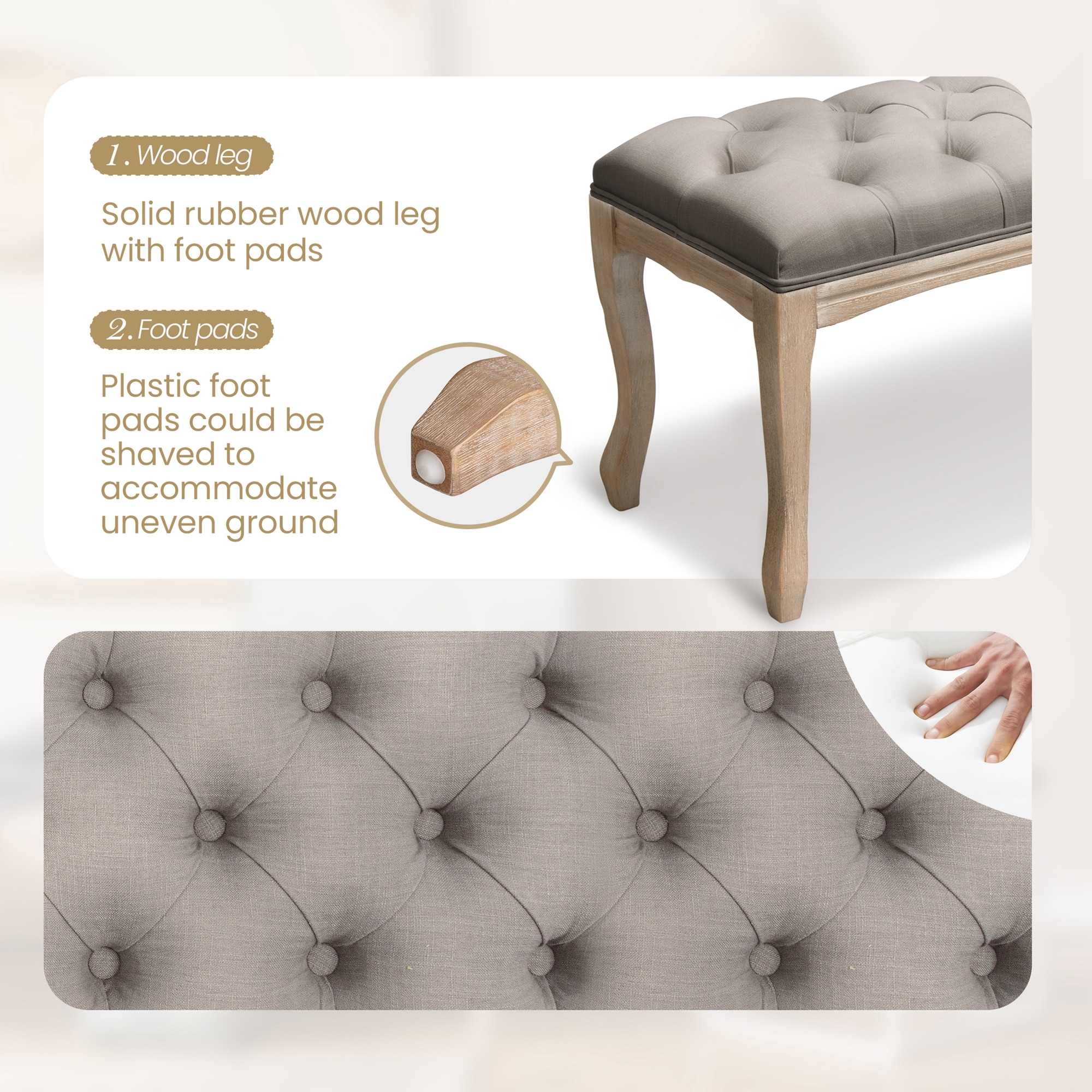 Banquillo de paso de madera gris de capacidad para 275 libras de Crestlive Products 1 Paso CL-BS001GRY