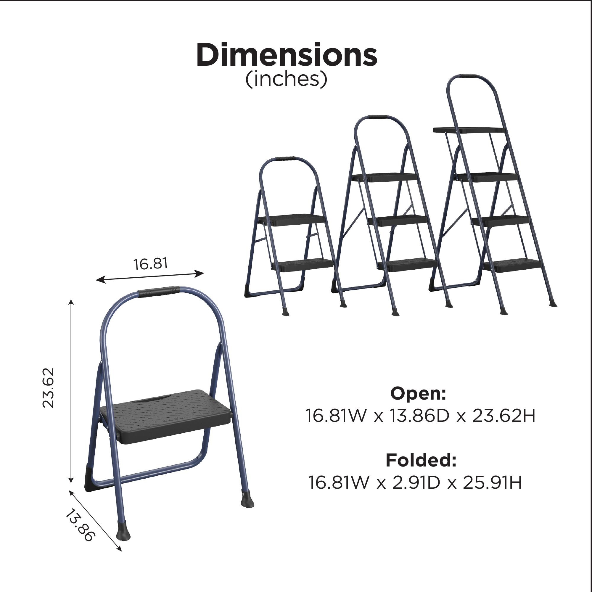 Escalón plegable de acero azul con capacidad de 225 libras de Cosco 11248NVY1E