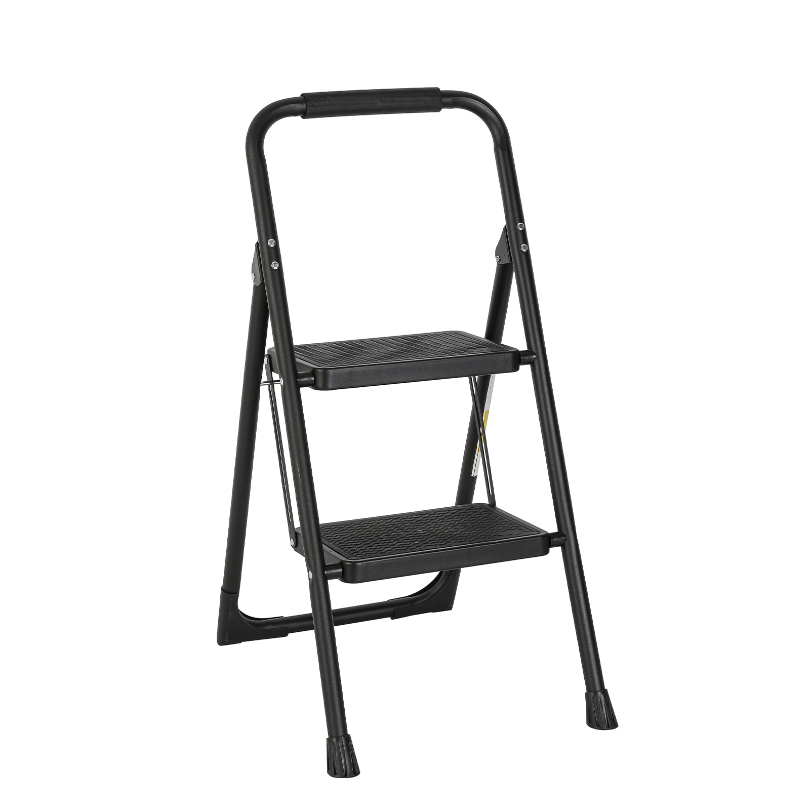 Taburete plegable de acero negro con capacidad de 330 libras de 2 peldaños Flynama J-V-106202