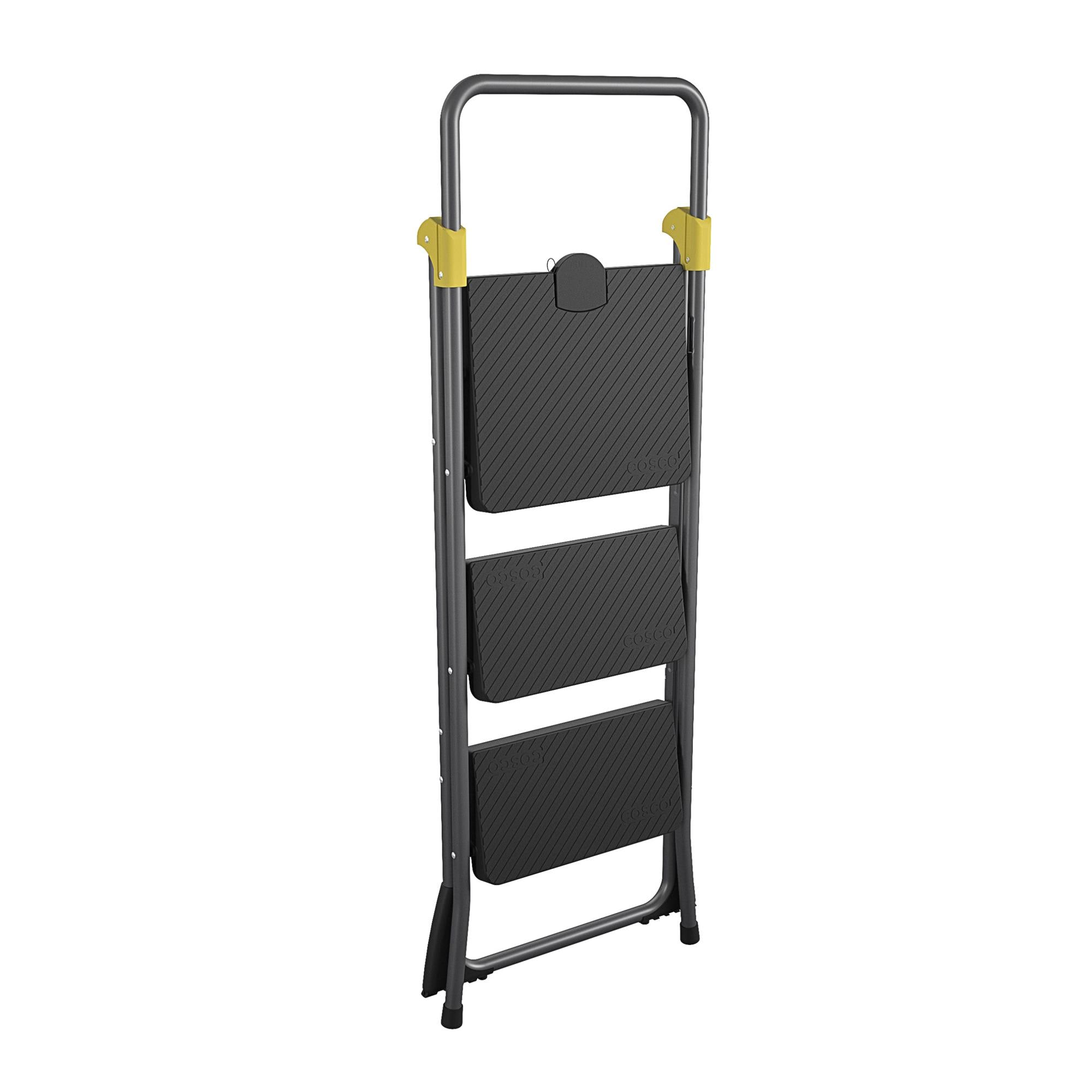 Escalón de acero gris plegable Cosco de 3 peldaños con capacidad de 300 lbs. (136 kg)