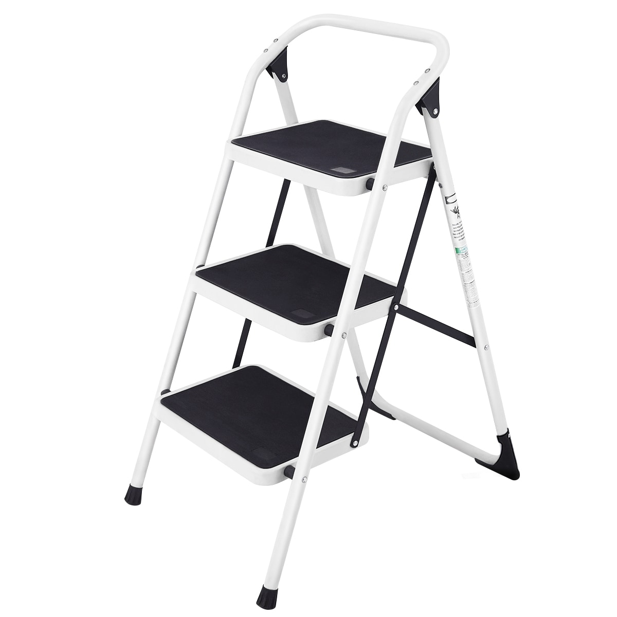 Taburete Plegable de Acero Negro WELLFOR 3.01 con Capacidad de 330 lbs. - Paso de 3 Peldaños TL-HGY-35248