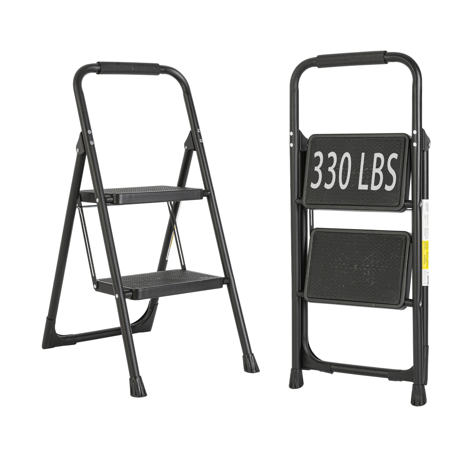 Banqueta plegable de acero negro Maocao Hoom 2 pasos con capacidad de 330 lb