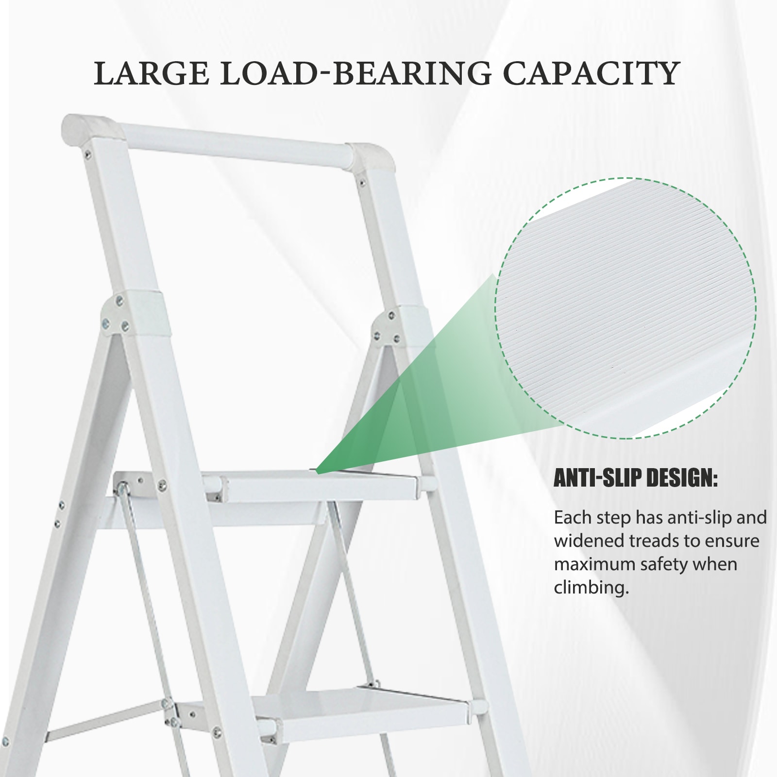 Taburete plegable blanco de aluminio Maocao Hoom de 6 peldaños con capacidad de 330 lb