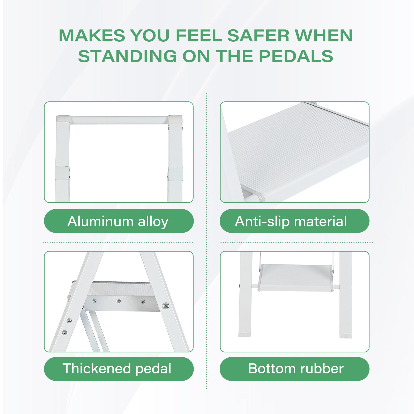 Taburete plegable blanco de aluminio Maocao Hoom de 6 peldaños con capacidad de 330 lb