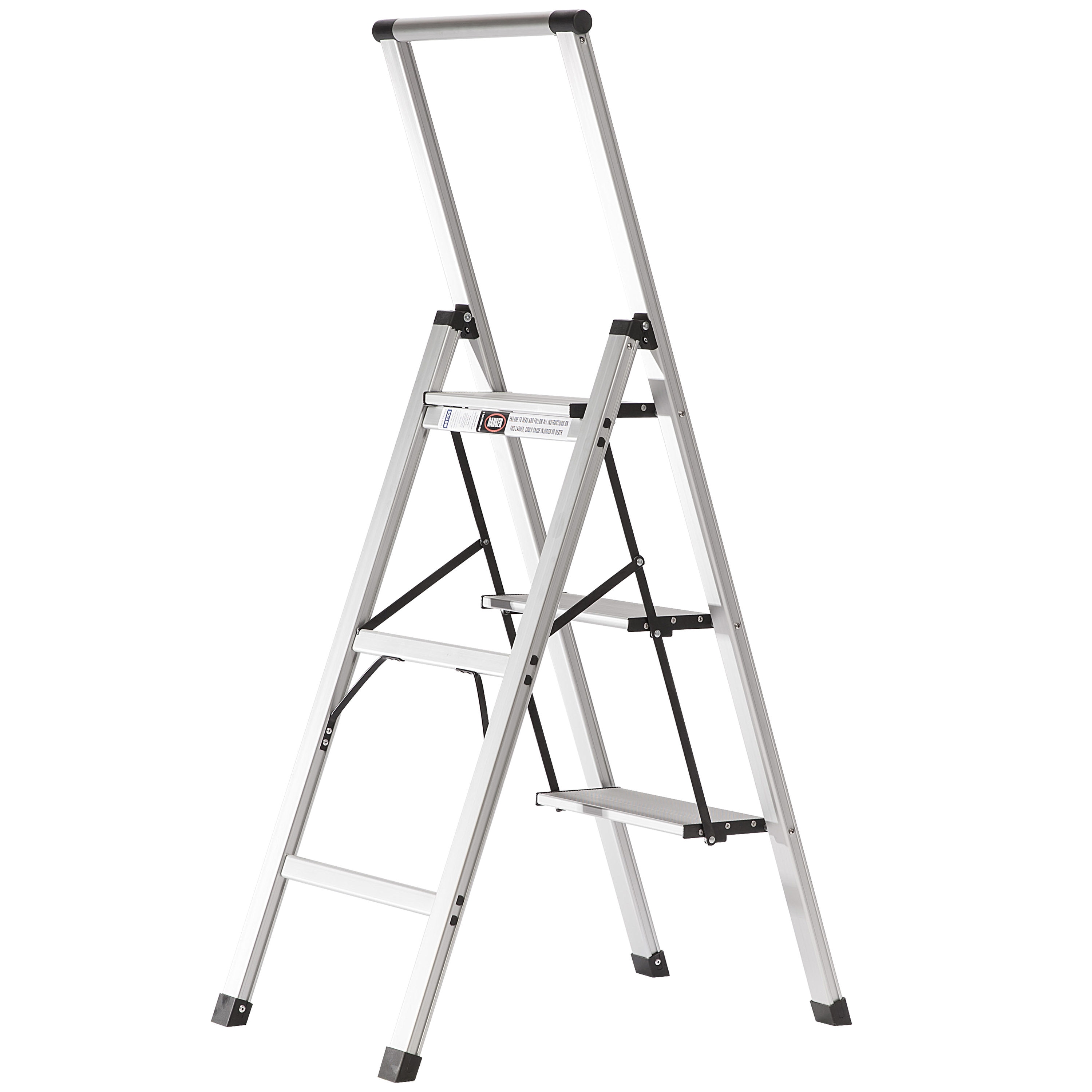 Escalera plegable de aluminio plateado Xtend+Climb SLIMLINE de 3 peldaños con capacidad de 250 libras. (SL3H LIGHT ALUMINUM)