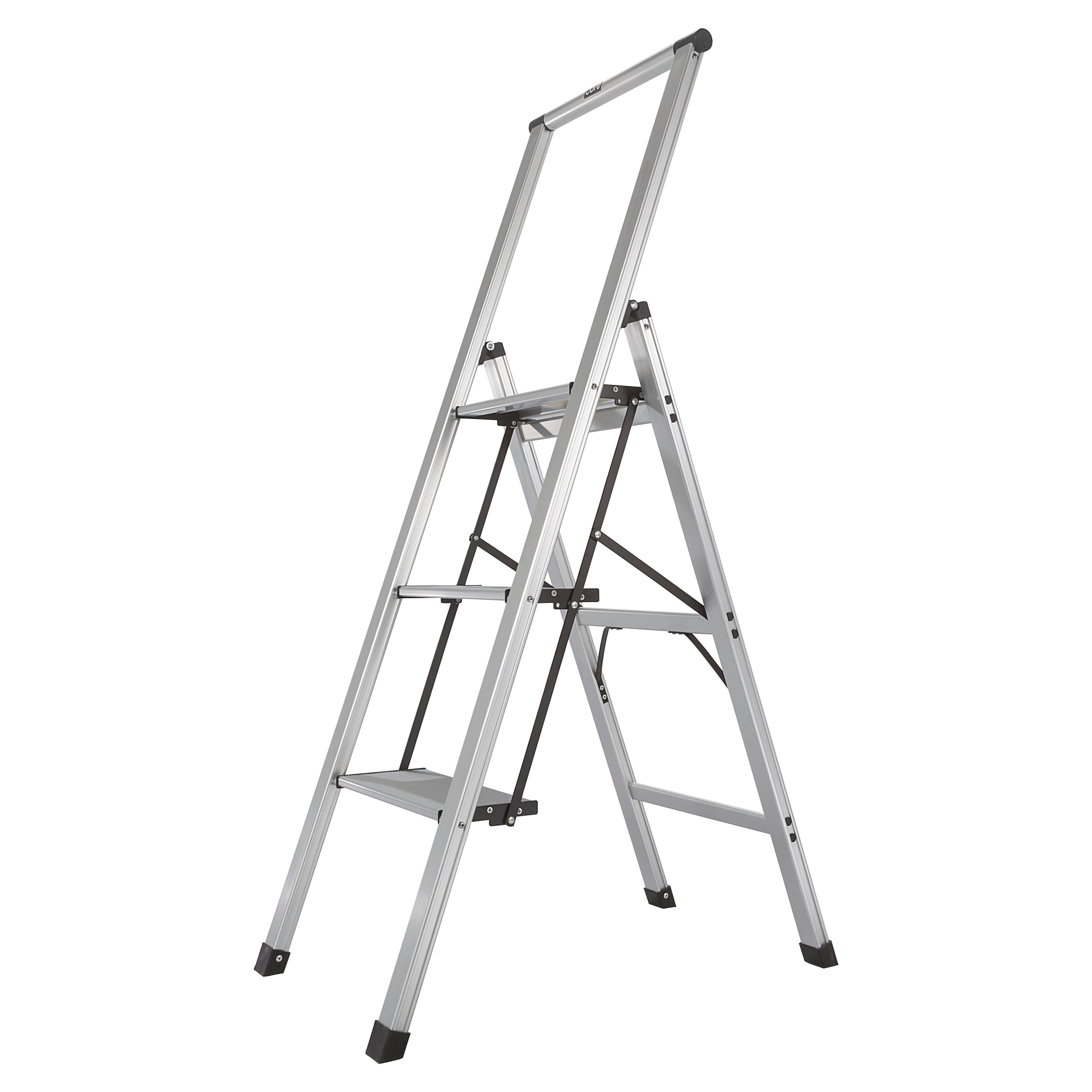 Escalera plegable de aluminio plateado Xtend+Climb SLIMLINE de 3 peldaños con capacidad de 250 libras. (SL3H LIGHT ALUMINUM)