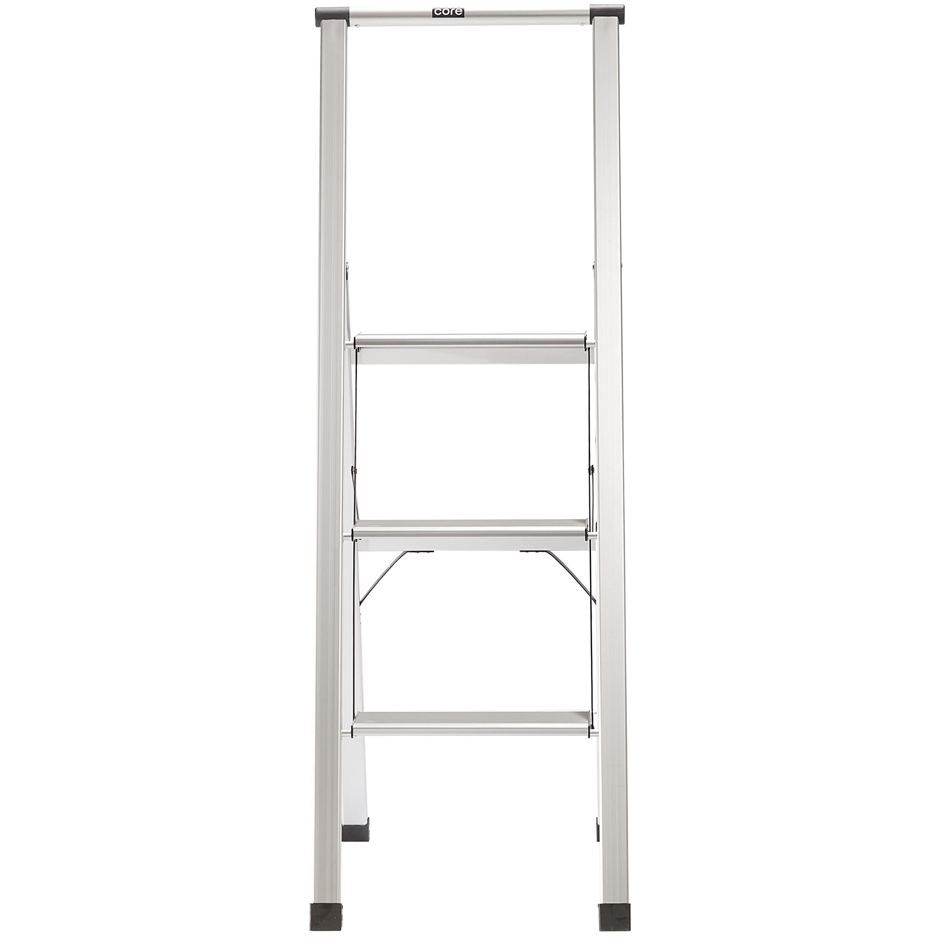 Escalera plegable de aluminio plateado Xtend+Climb SLIMLINE de 3 peldaños con capacidad de 250 libras. (SL3H LIGHT ALUMINUM)
