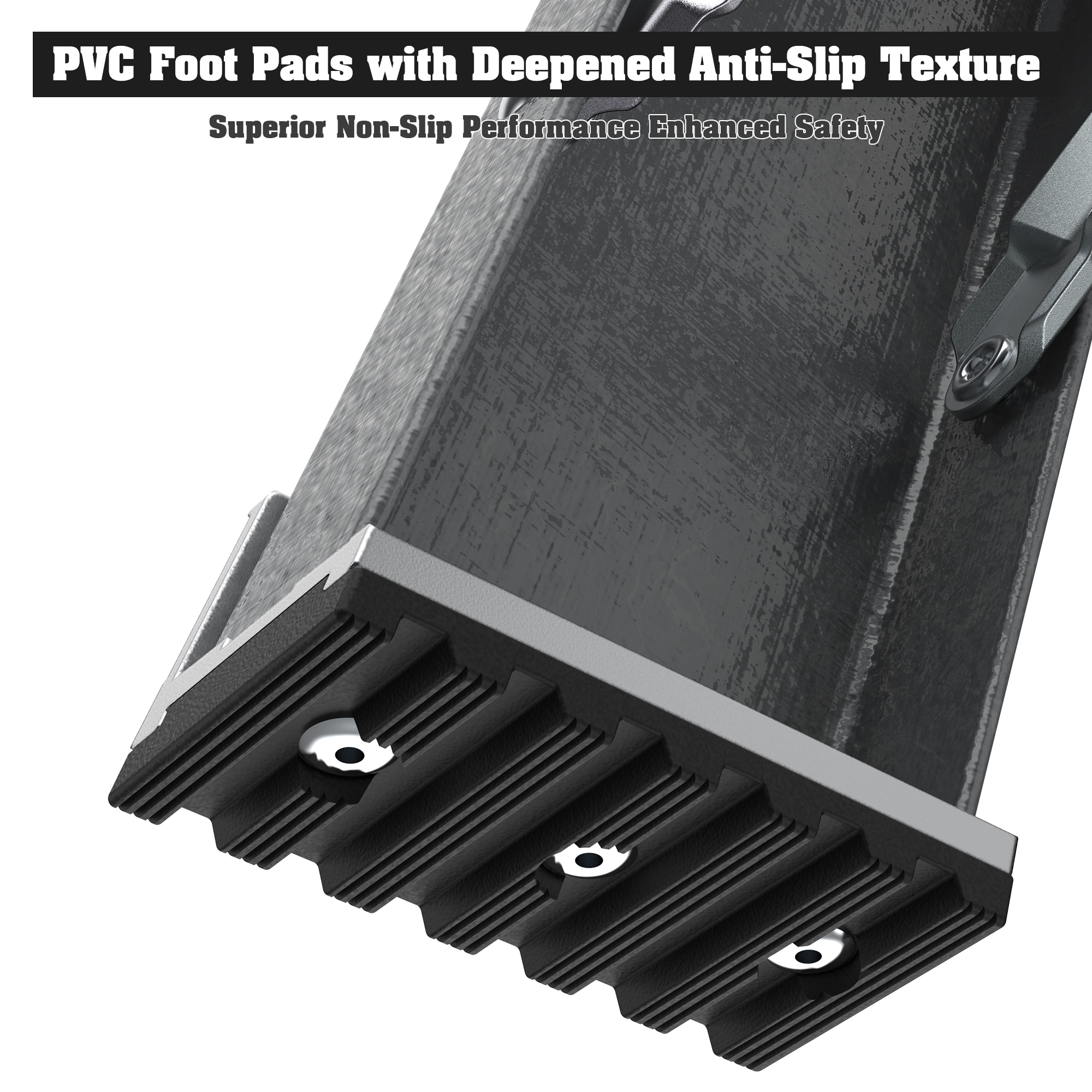 Taburete Plegable de Fibra de Vidrio Negro con Capacidad de 225 Libras WELLFOR de 4 Pasos TBG3824US