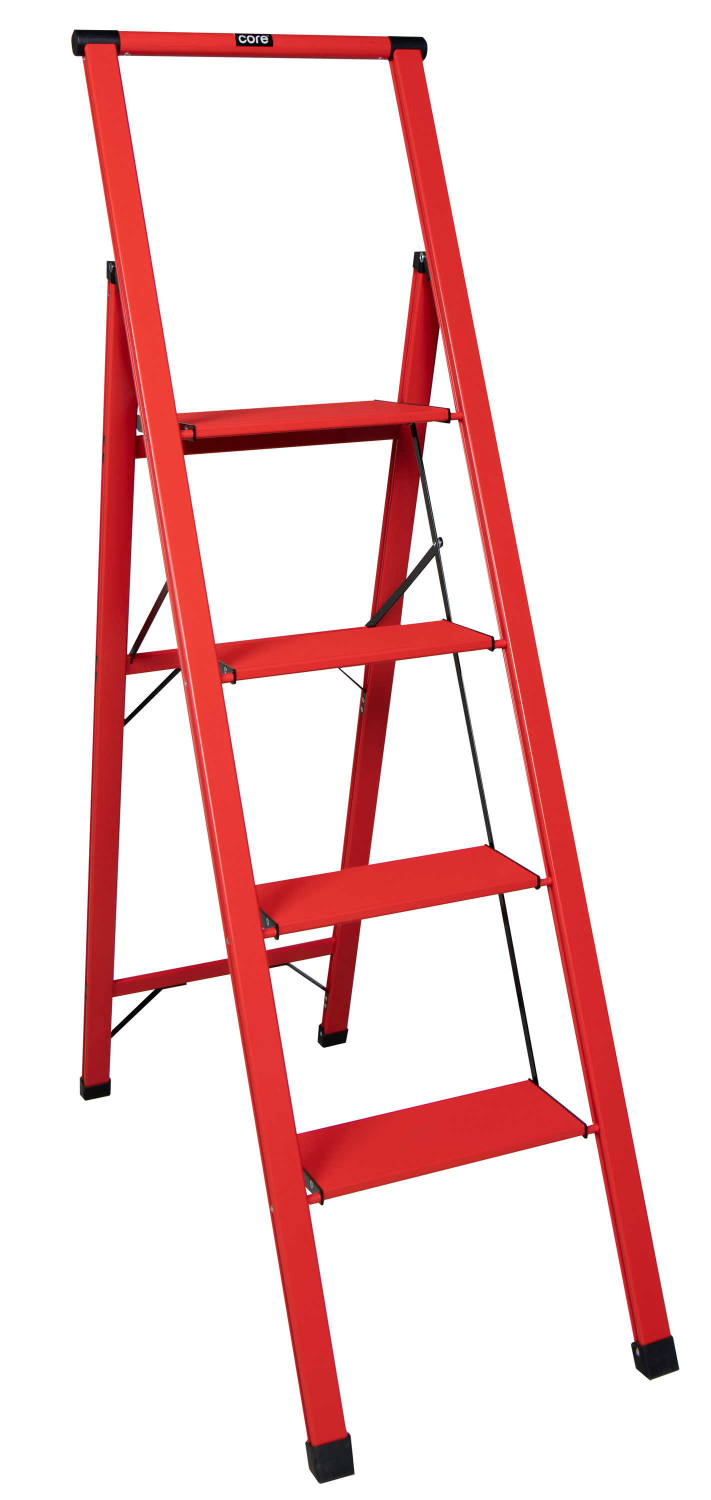 Escalera plegable de aluminio roja Slimline de 4 peldaños con capacidad de 250 libras Xtend+Climb