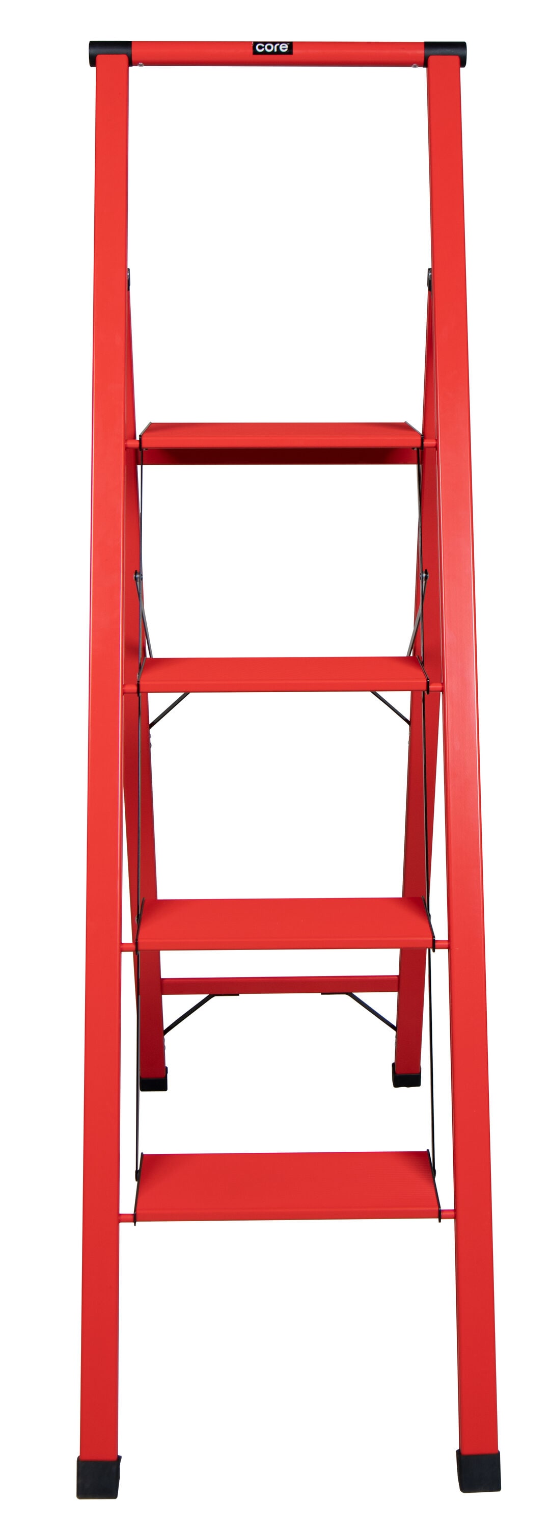 Escalera plegable de aluminio roja Slimline de 4 peldaños con capacidad de 250 libras Xtend+Climb