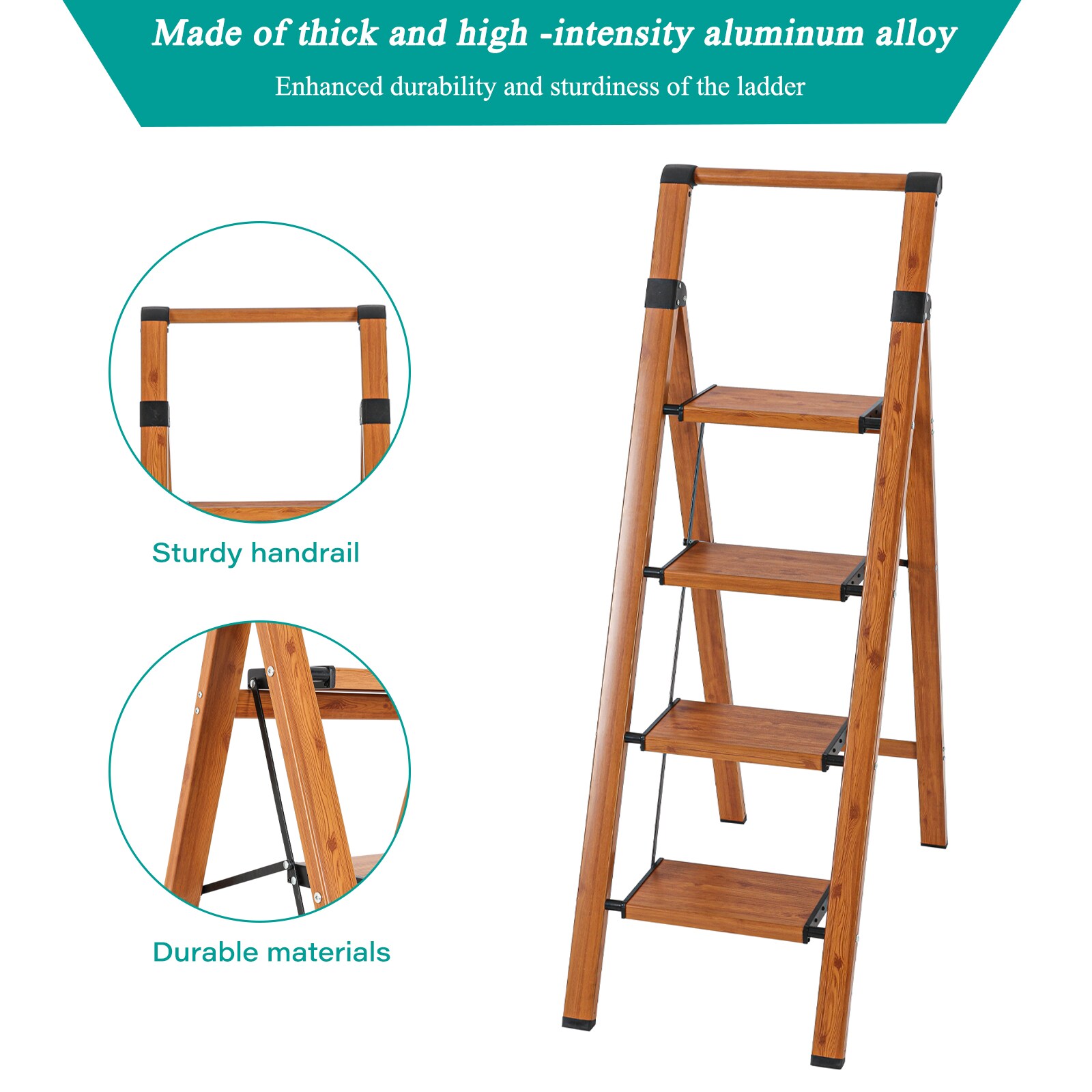 Banquito Plegable de Aluminio Marrón con Capacidad de 330 lb Maocao Hoom 4-Pasos GBK-C-FT01Y