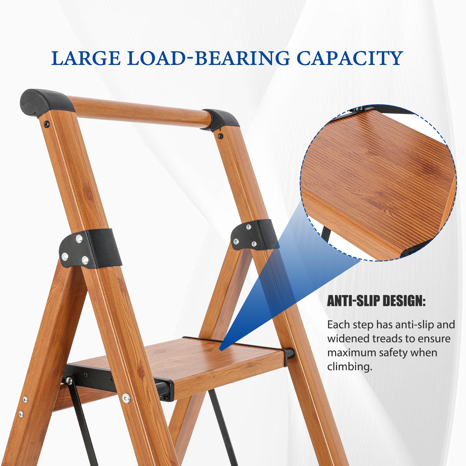 Taburete Plegable de Aluminio Marrón Maocao Hoom con Capacidad de 330 lbs y 5 Peldaños