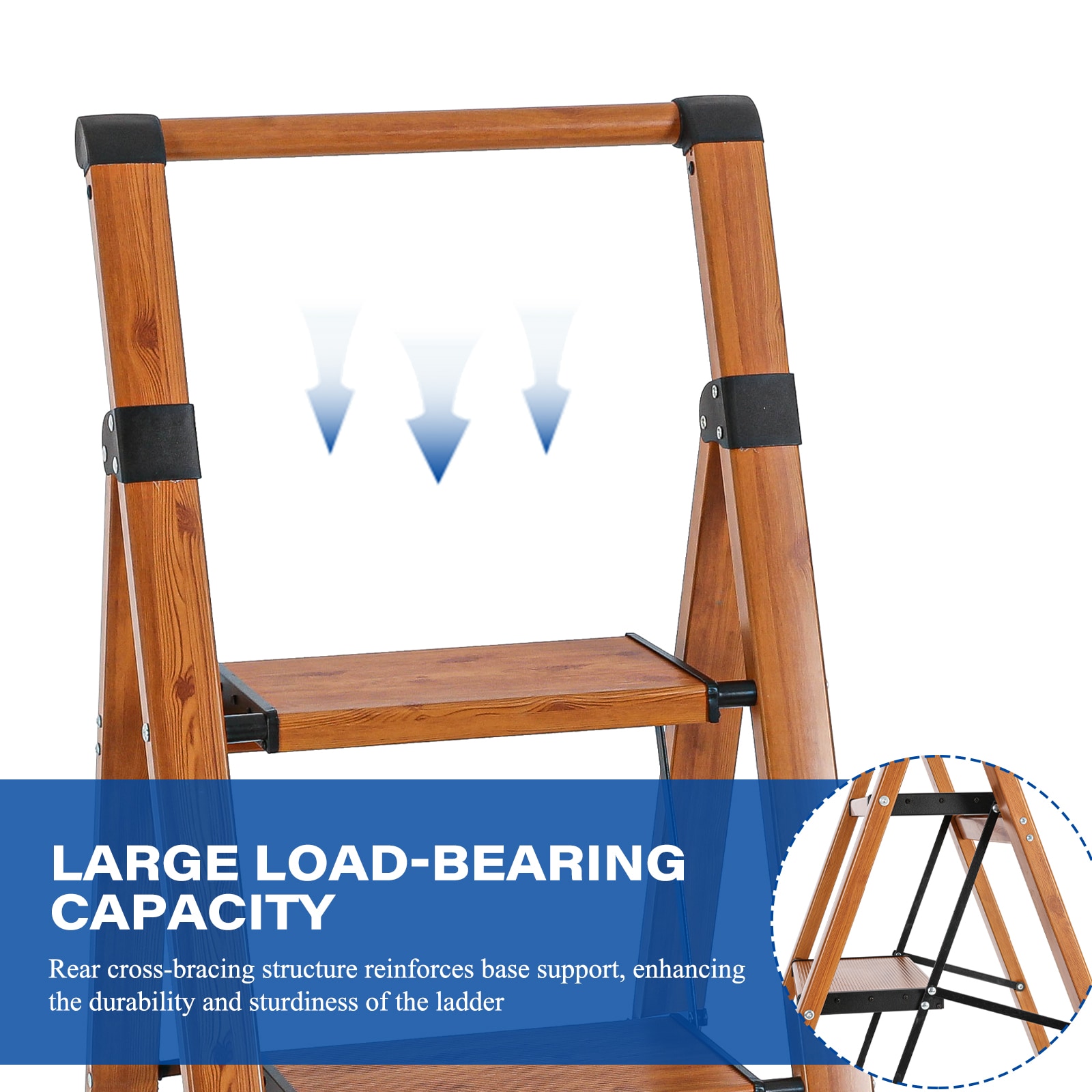 Taburete Plegable de Aluminio Marrón Maocao Hoom con Capacidad de 330 lbs y 5 Peldaños