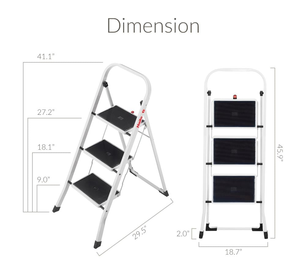 Escalera plegable de acero blanco con capacidad de 330 lbs. de 3 peldaños Hailo 9204015096